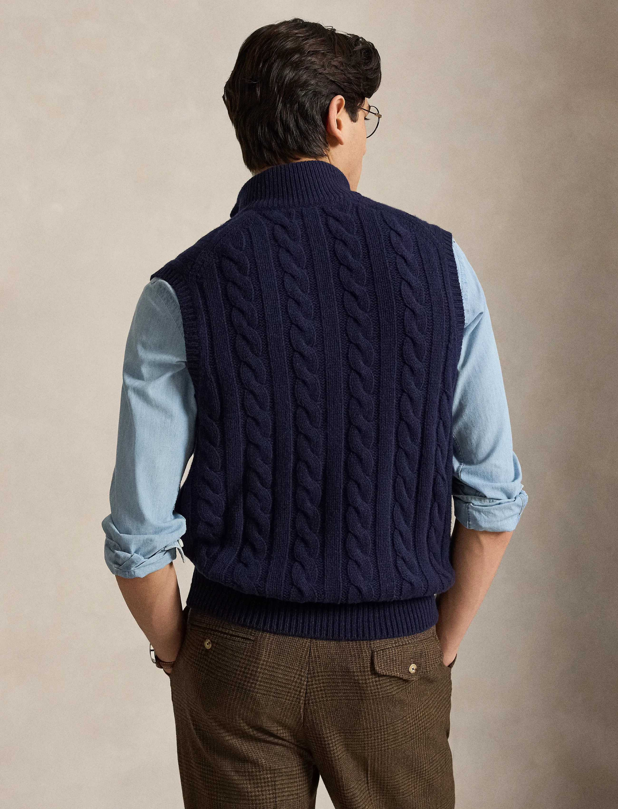 Polo Ralph Lauren - Cable-Knit Wool-Cashmere Sweater Vest - strickwesten - hunter navy - 2