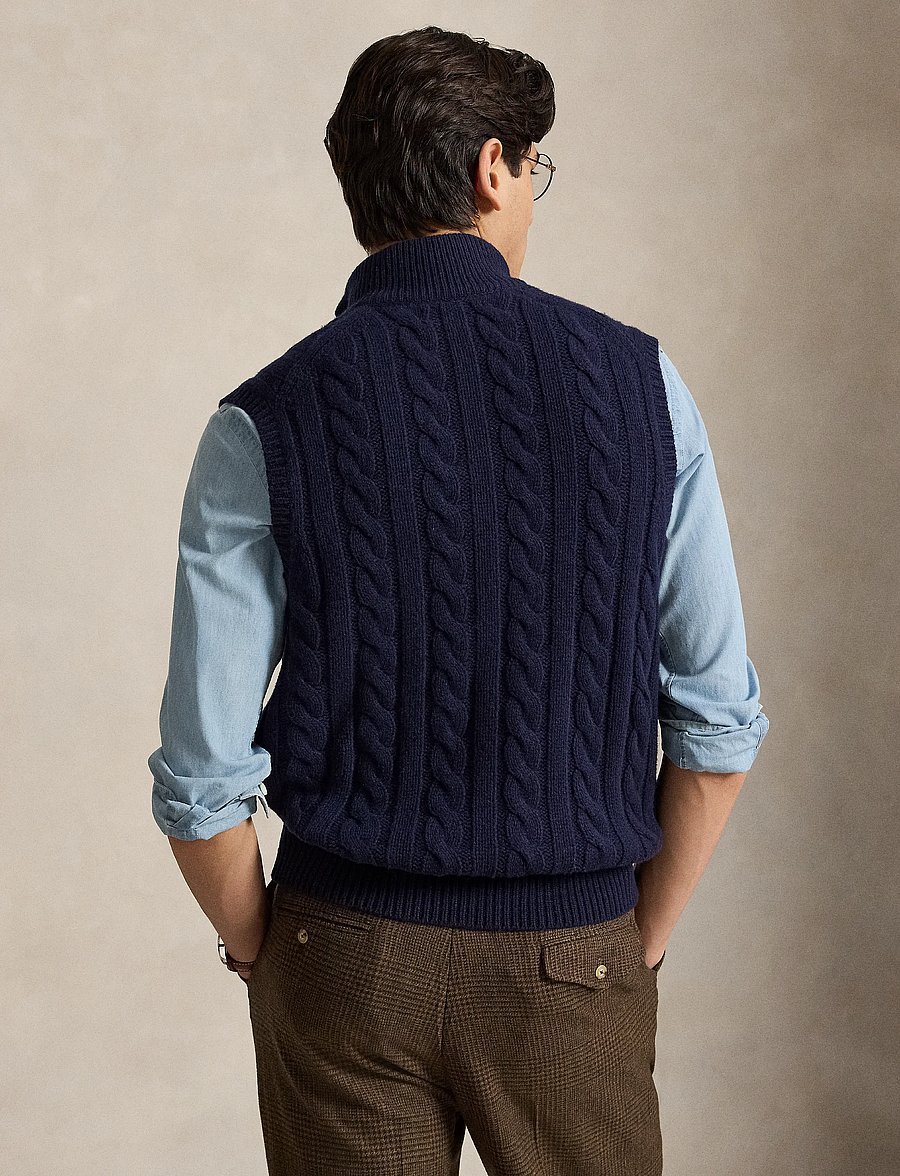 Polo Ralph Lauren - Cable-Knit Wool-Cashmere Sweater Vest - strickwesten - hunter navy - 2