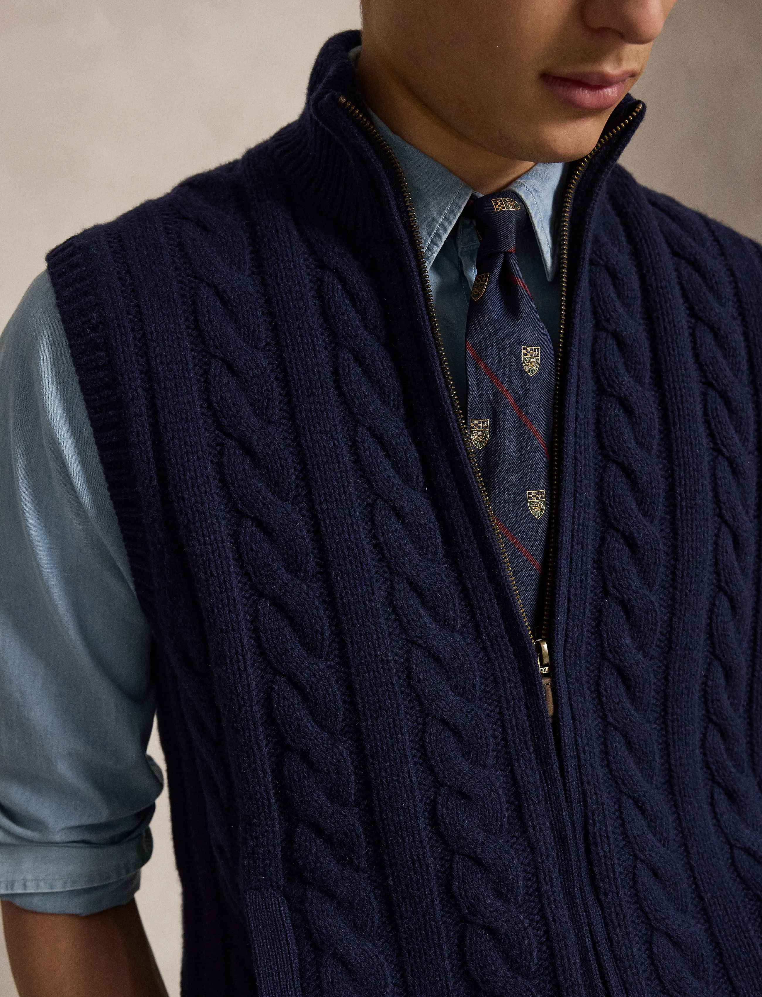 Polo Ralph Lauren - Cable-Knit Wool-Cashmere Sweater Vest - strickwesten - hunter navy - 3