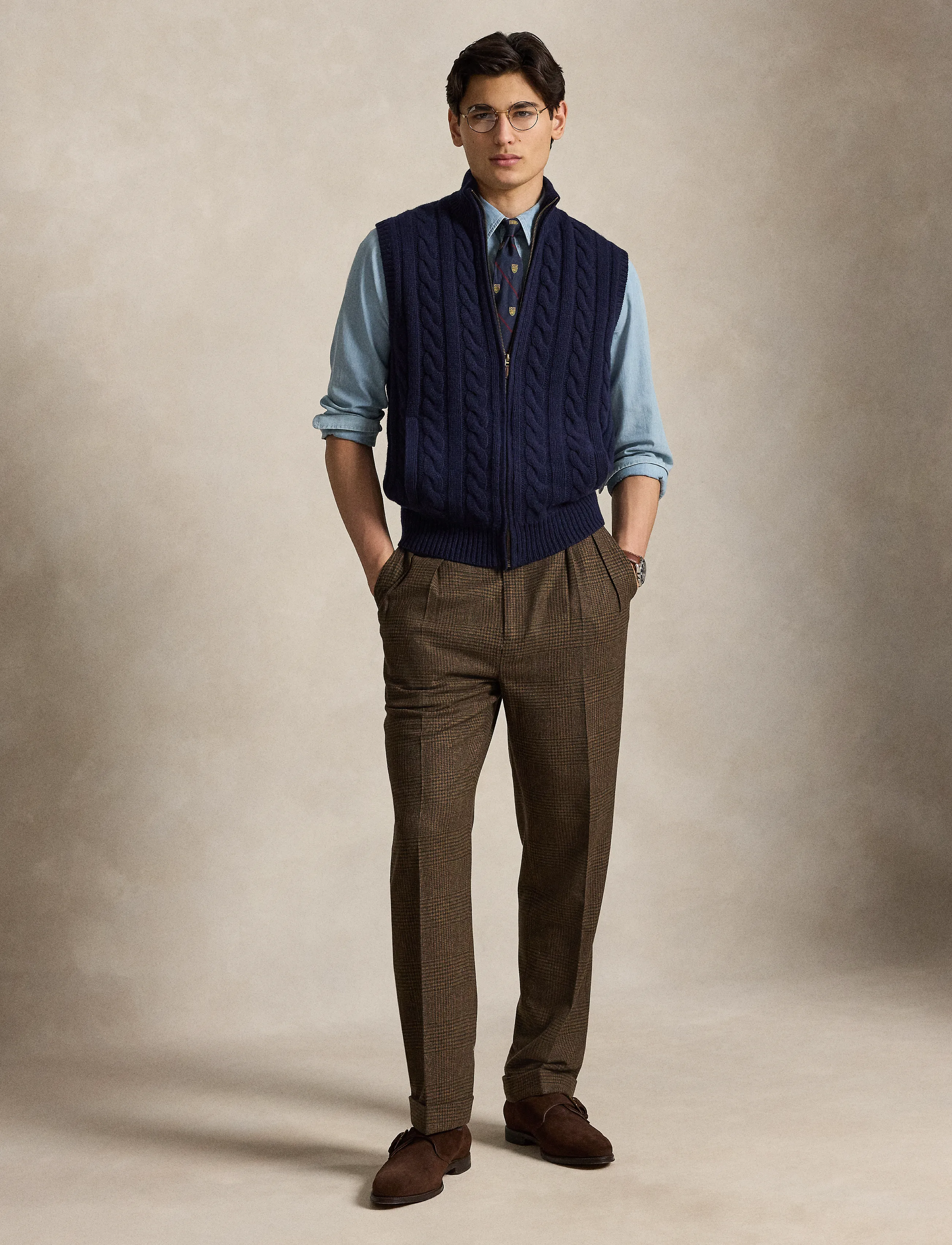Polo Ralph Lauren - Cable-Knit Wool-Cashmere Sweater Vest - strickwesten - hunter navy - 4