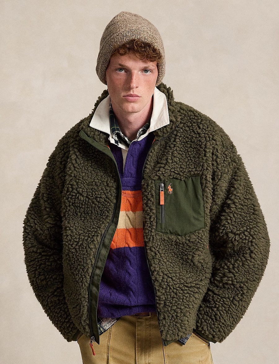 Polo Ralph Lauren - Relaxed Fit Pile Fleece Jacket - gefütterte jacken - company olive - 0