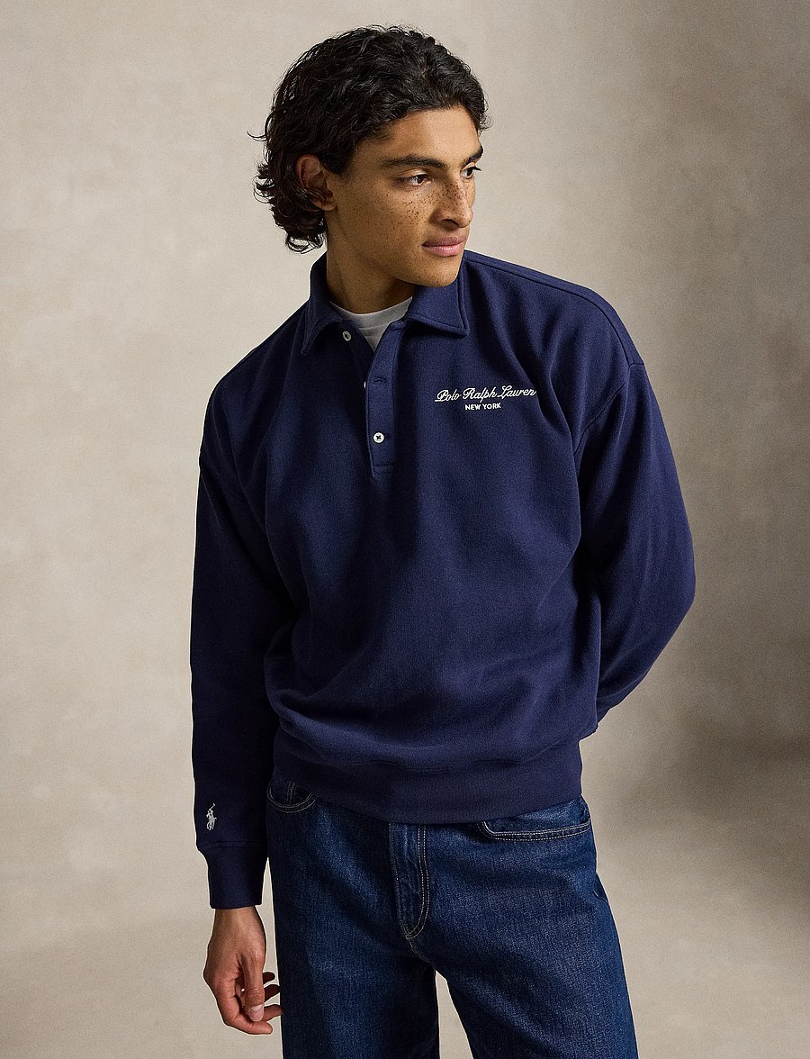 Polo Ralph Lauren - Relaxed Fit Logo Collared Sweatshirt - long-sleeved knitted polos - newport navy - 1