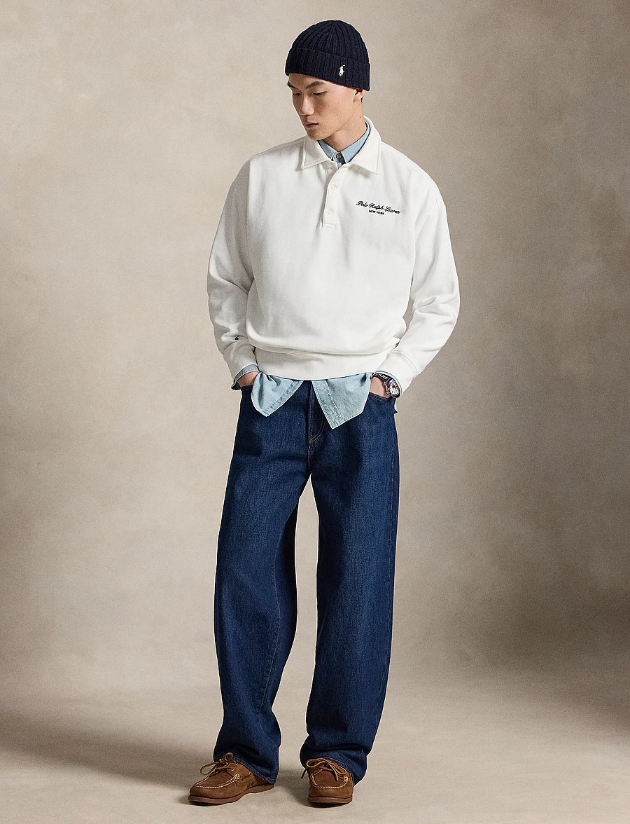 Polo Ralph Lauren - Relaxed Fit Logo Collared Sweatshirt - sweatshirts - white - 5