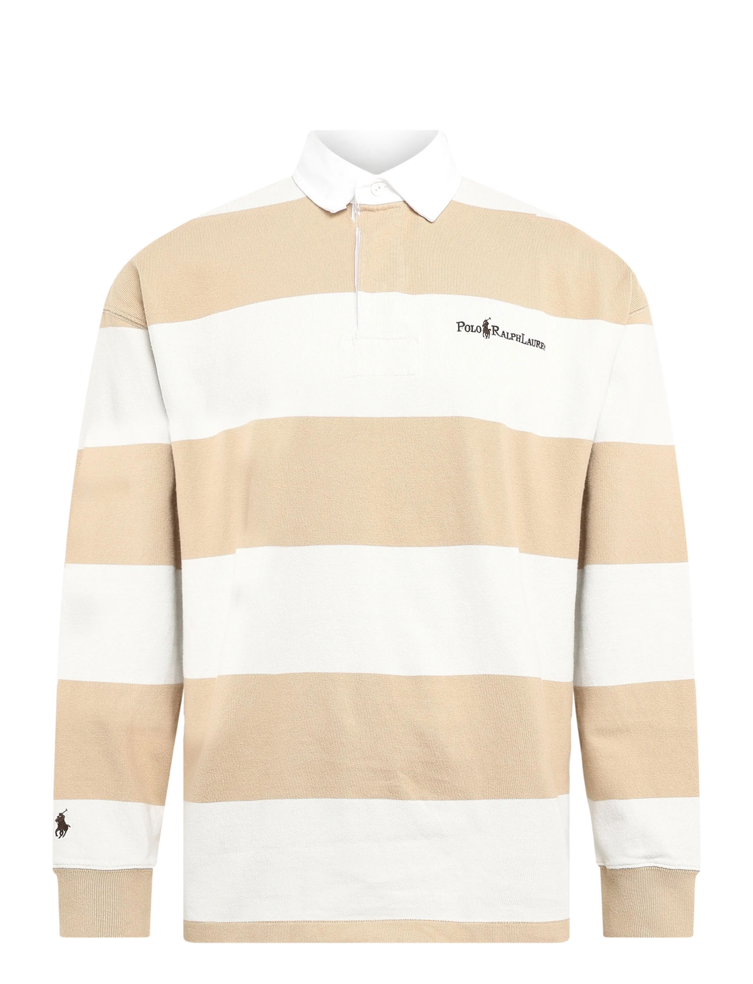 Polo Ralph Lauren - Relaxed Fit Striped Jersey Rugby Shirt - long-sleeved knitted polos - vintage khaki mul - 1
