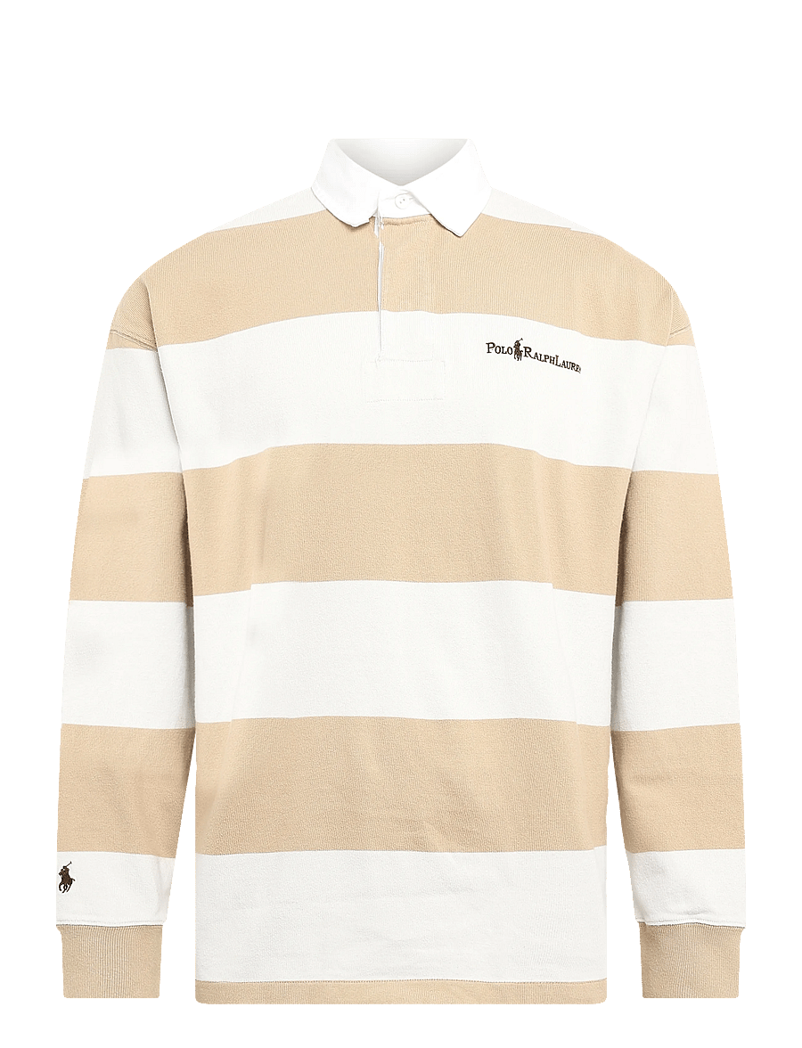 Polo Ralph Lauren - Relaxed Fit Striped Jersey Rugby Shirt - polo marškinėliai ilgomis rankovėmis - vintage khaki mul - 1