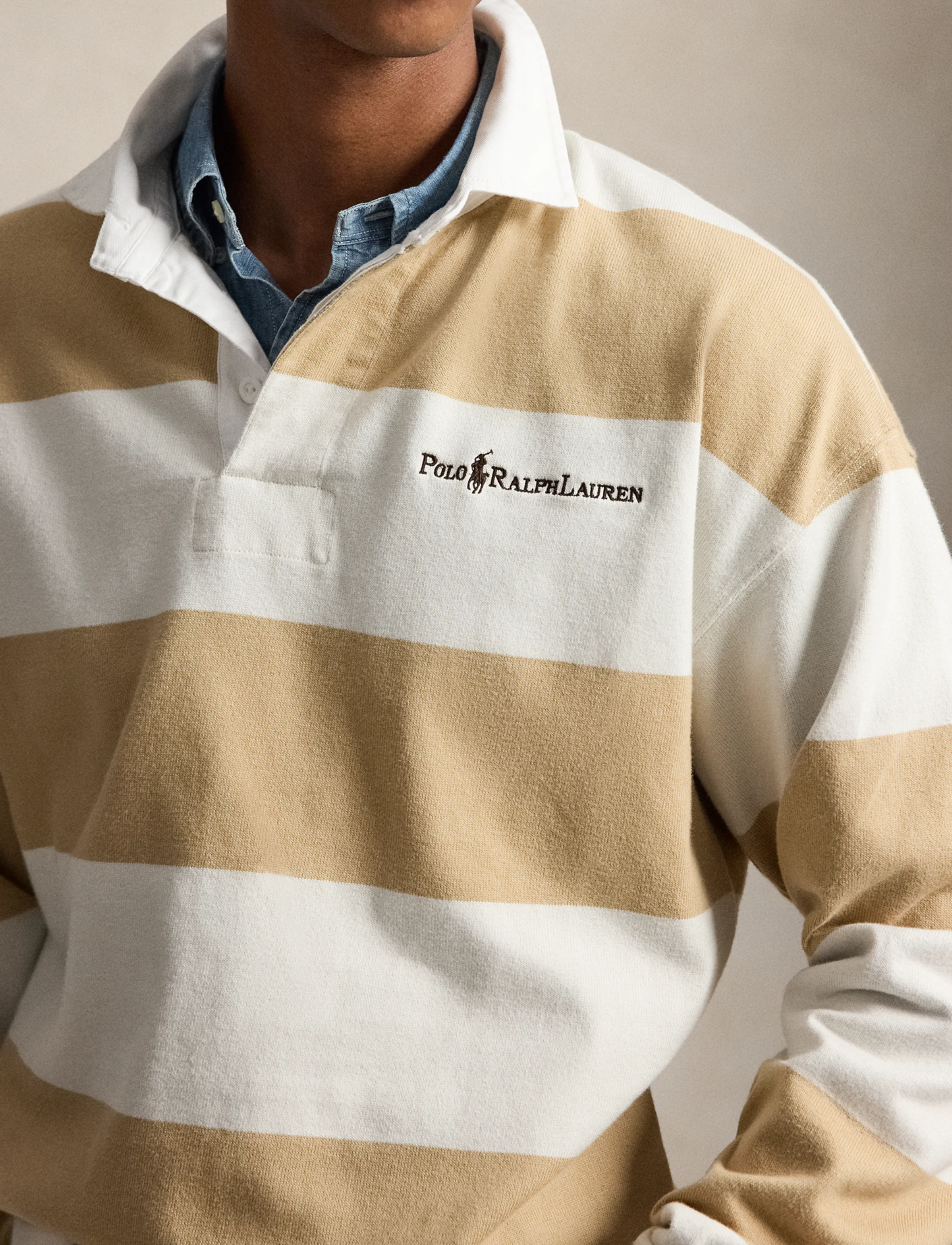 Polo Ralph Lauren - Relaxed Fit Striped Jersey Rugby Shirt - vintage khaki mul - 4