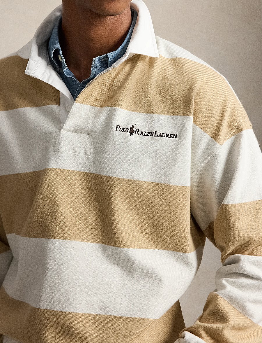 Polo Ralph Lauren - Relaxed Fit Striped Jersey Rugby Shirt - vintage khaki mul - 4
