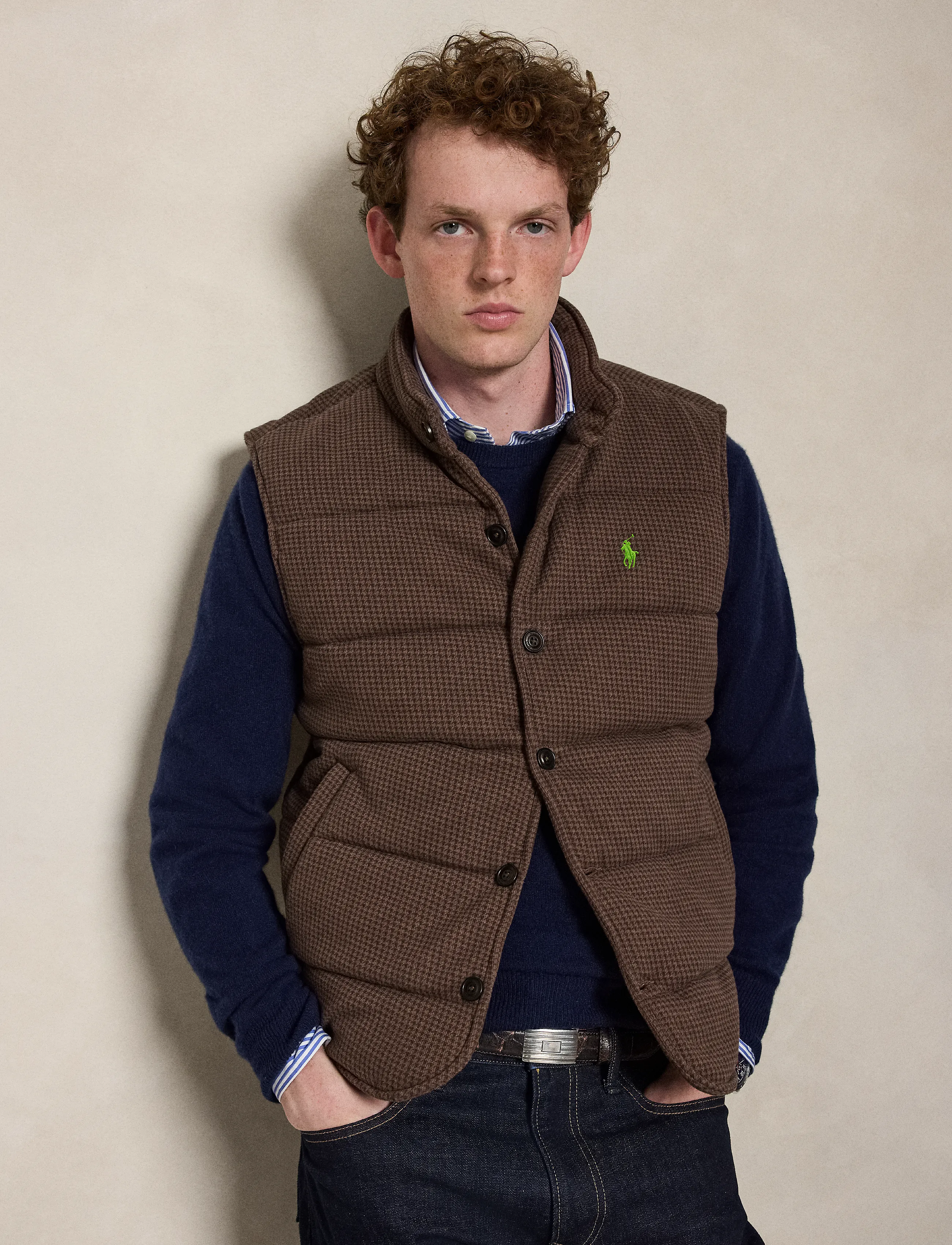 Polo Ralph Lauren - Houndstooth Estate-Rib Vest - nach anlass kaufen - ntmeg brwn hthr-d - 1