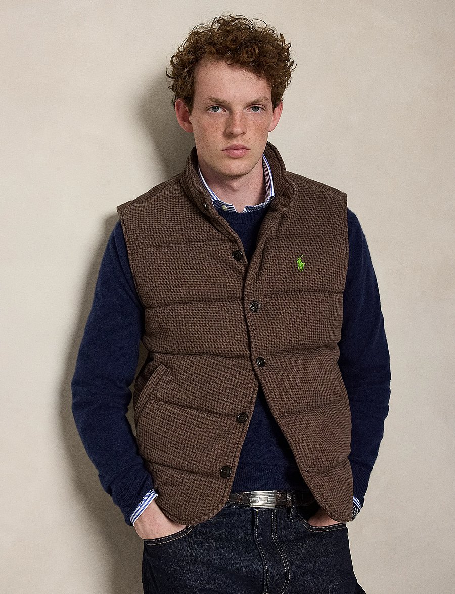 Polo Ralph Lauren - Houndstooth Estate-Rib Vest - nach anlass kaufen - ntmeg brwn hthr-d - 1