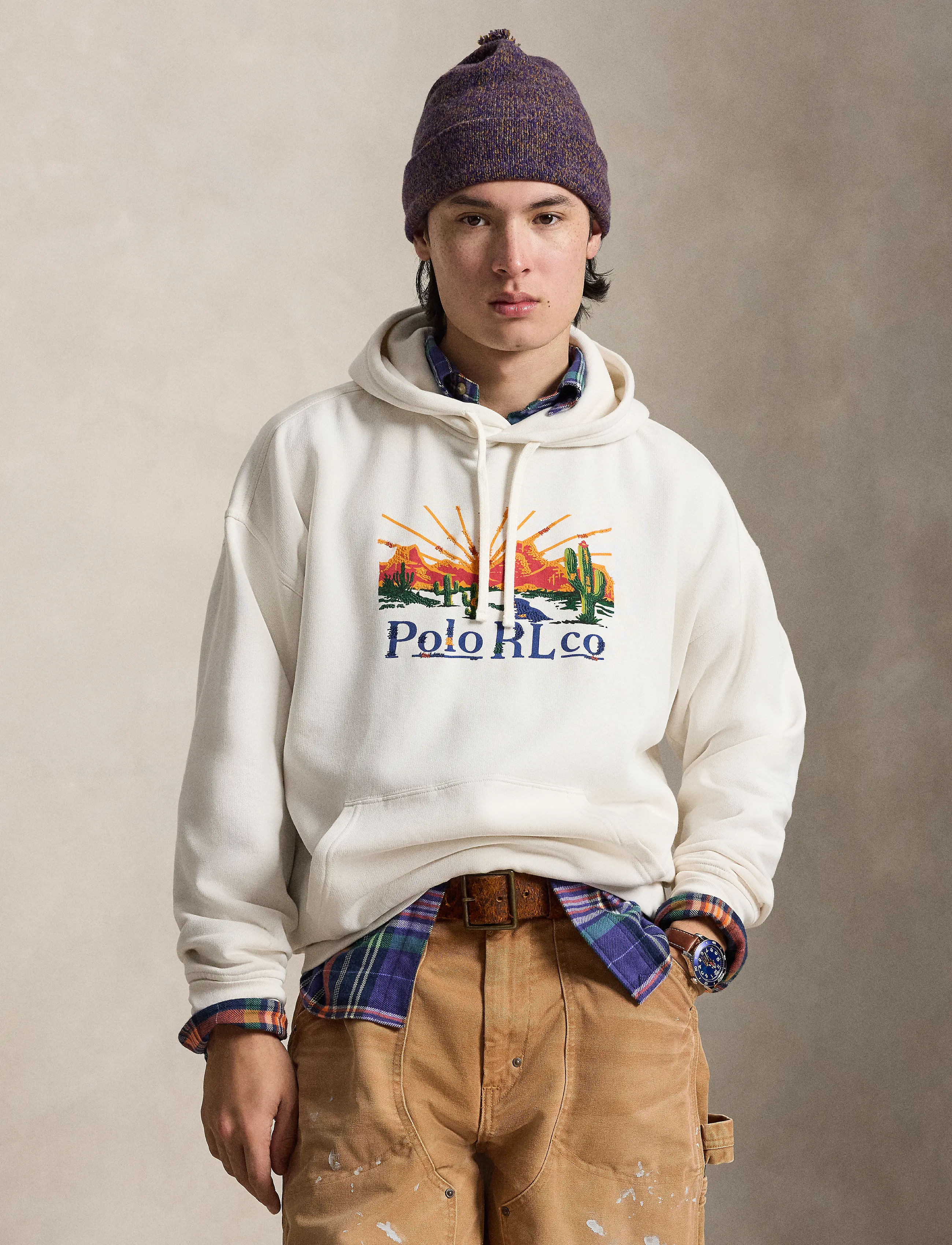 Polo Ralph Lauren Relaxed Fit Fleece Graphic Hoodie - Riided - NEVIS / cream