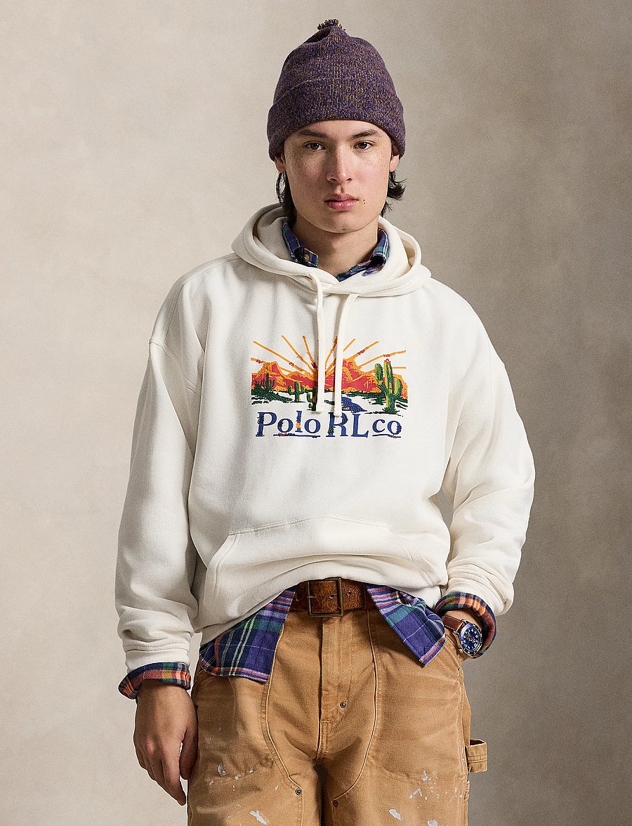 Polo Ralph Lauren - Relaxed Fit Fleece Graphic Hoodie - kapuutsiga pusad - nevis - 0