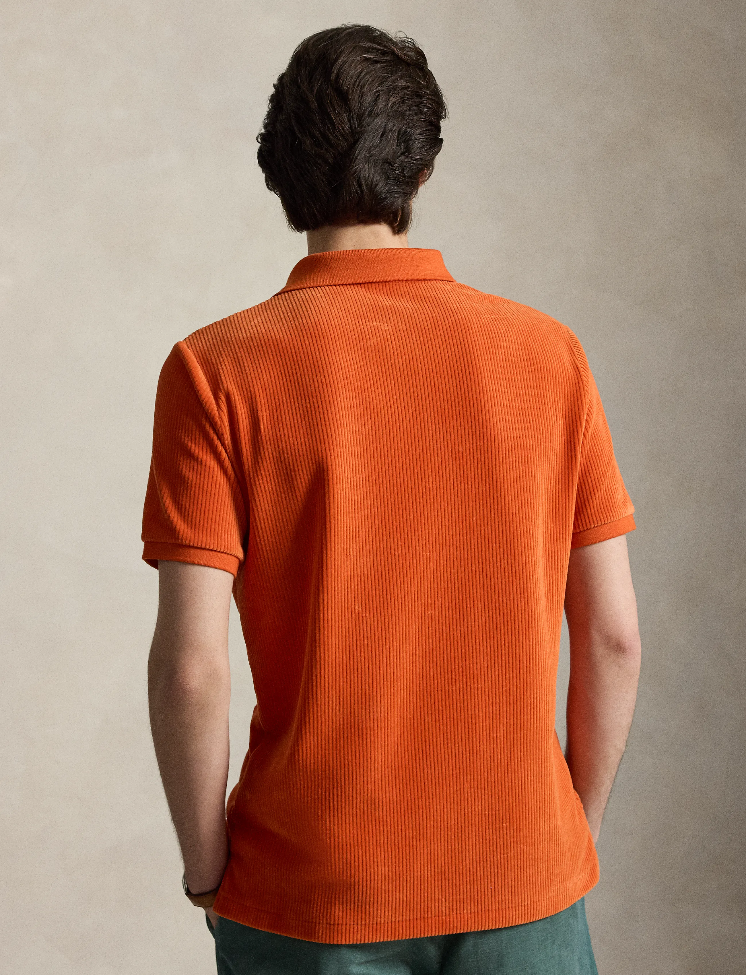 Polo Ralph Lauren - Classic Fit Knit Corduroy Polo Shirt - short-sleeved polos - college orange - 4
