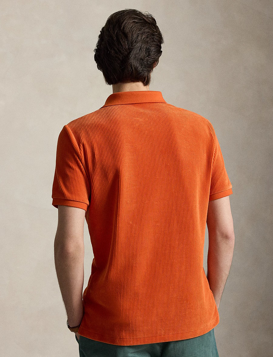 Polo Ralph Lauren - Classic Fit Knit Corduroy Polo Shirt - kurzärmelig - college orange - 4