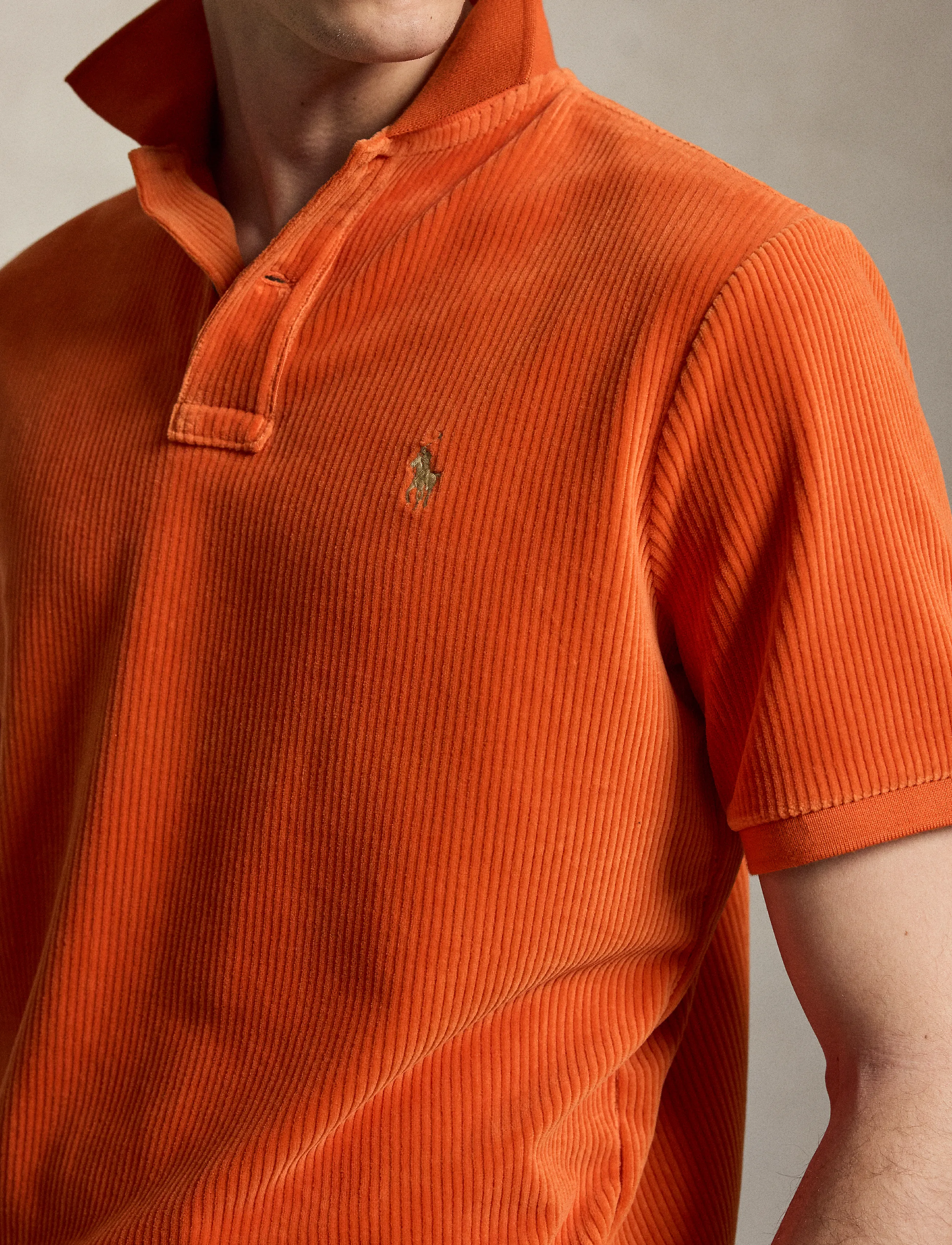 Polo Ralph Lauren - Classic Fit Knit Corduroy Polo Shirt - short-sleeved polos - college orange - 5