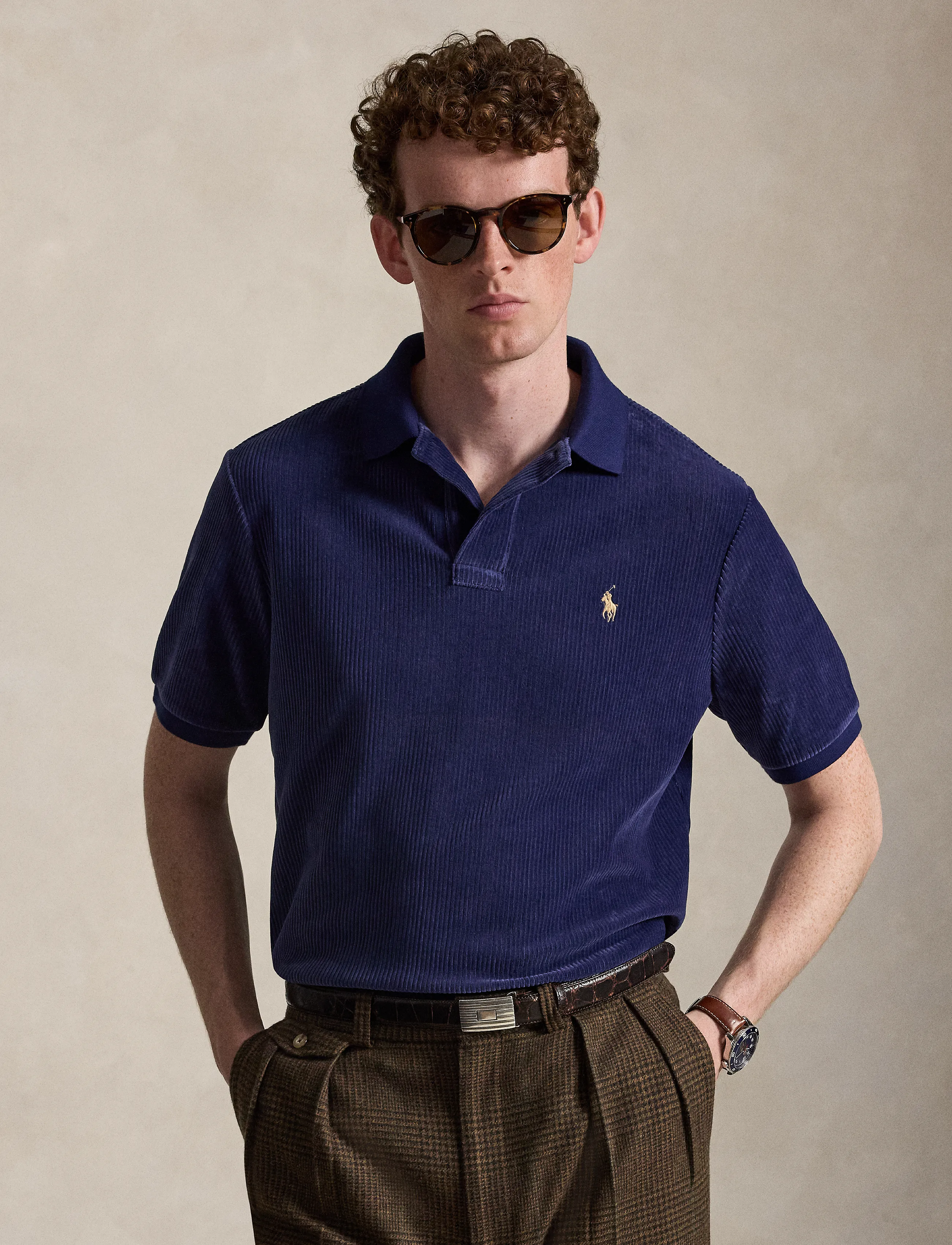 Polo Ralph Lauren Classic Fit Knit Corduroy Polo Shirt - Valentines - NEWPORT NAVY / navy