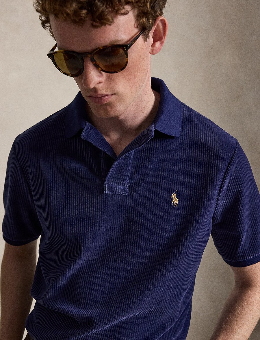 Polo Ralph Lauren - Classic Fit Knit Corduroy Polo Shirt - newport navy - 4