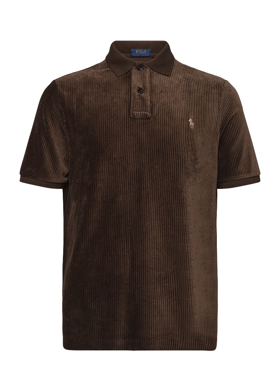 Polo Ralph Lauren - Classic Fit Knit Corduroy Polo Shirt - langärmlige strick-polohemden - nutmeg brown - 1