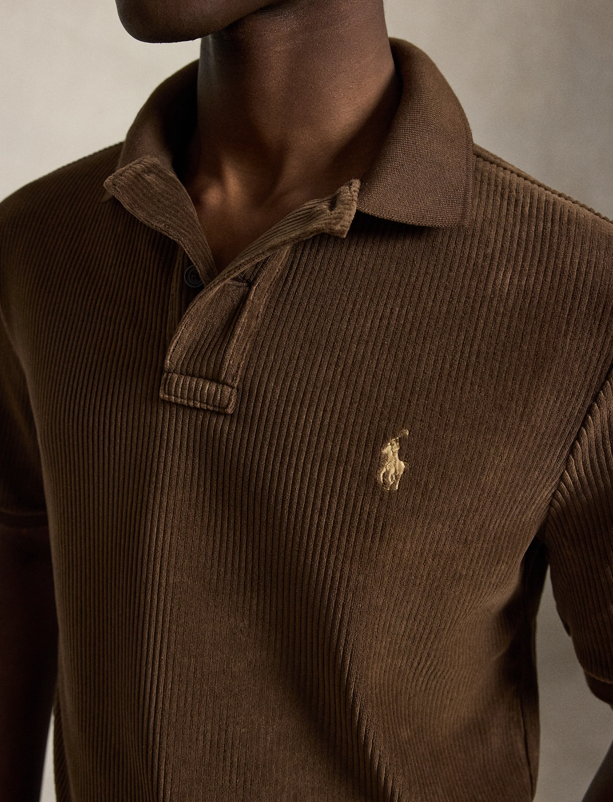 Polo Ralph Lauren - Classic Fit Knit Corduroy Polo Shirt - langärmlige strick-polohemden - nutmeg brown - 4