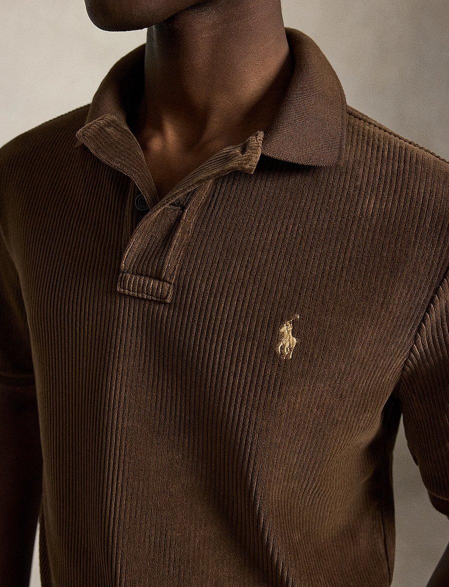 Polo Ralph Lauren - Classic Fit Knit Corduroy Polo Shirt - langärmlige strick-polohemden - nutmeg brown - 4