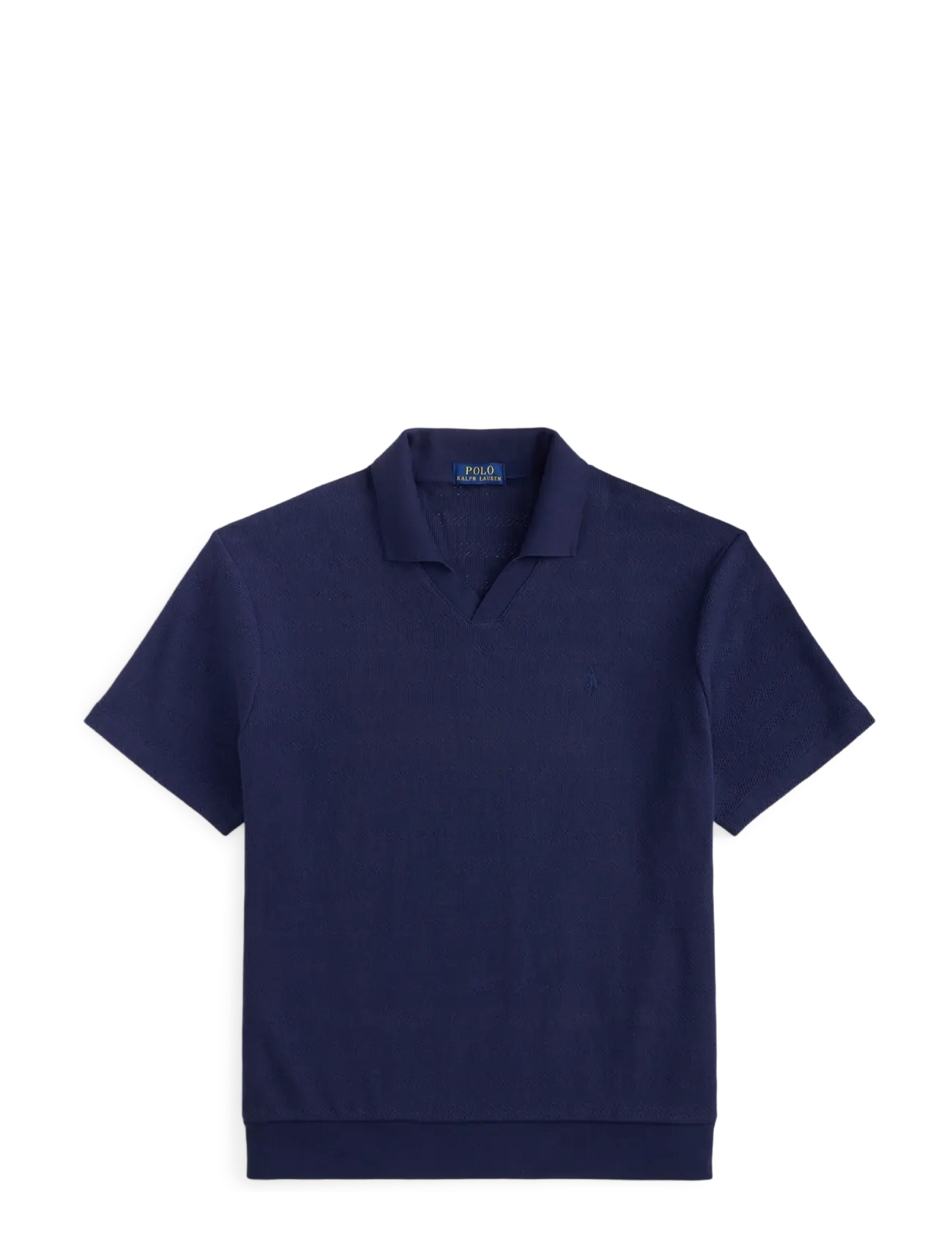 Polo Ralph Lauren Pointelle-Ribbed Polo Shirt - Kudumid - NEWPORT NAVY / navy
