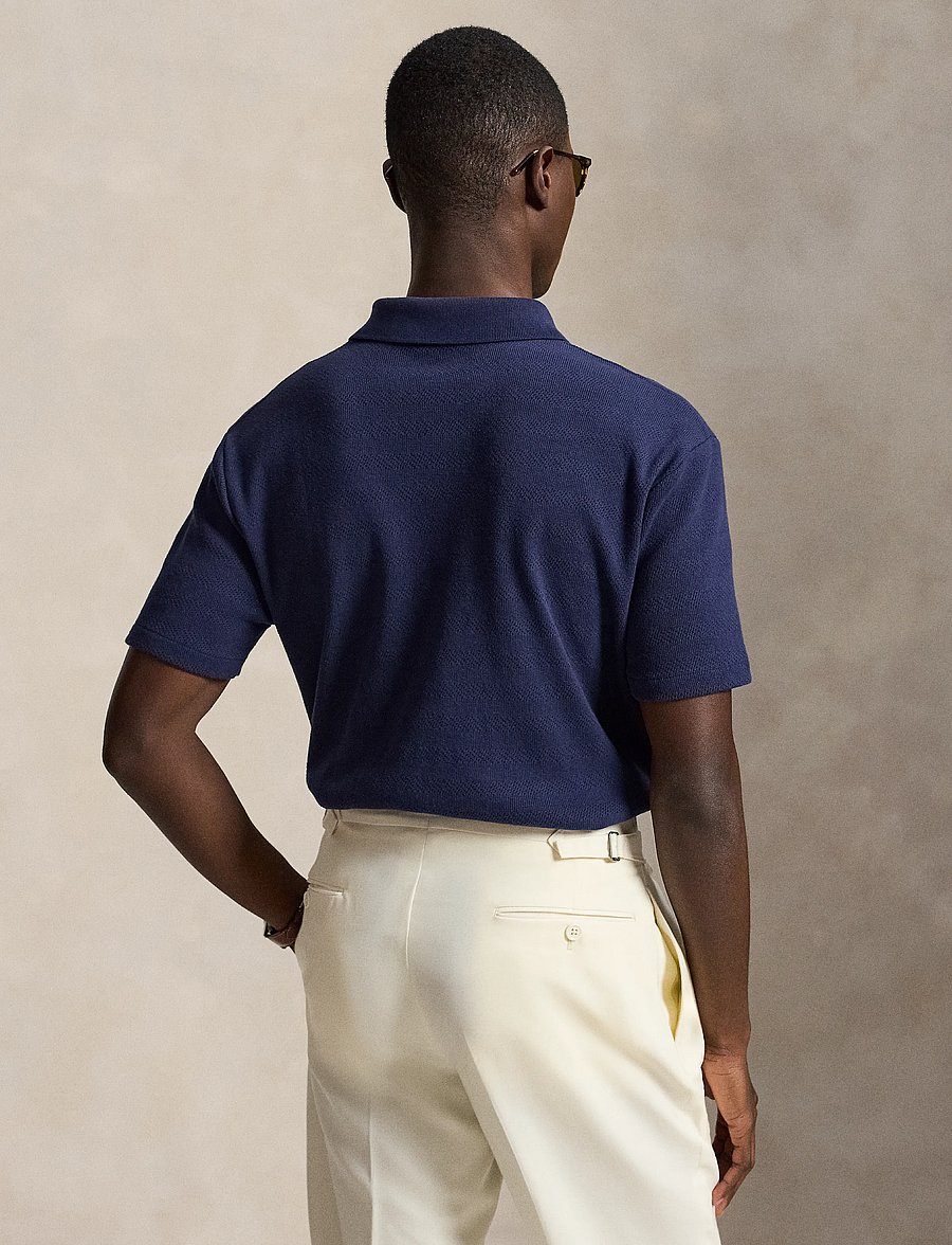Polo Ralph Lauren - Pointelle-Ribbed Polo Shirt - knitted polos - newport navy - 2