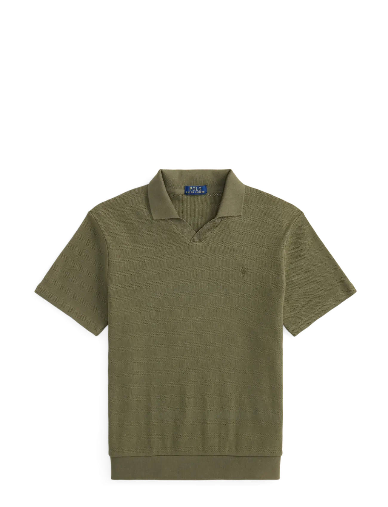 Polo Ralph Lauren Pointelle-Ribbed Polo Shirt - Kläder - OUTDOORS OLIVE / khaki/green