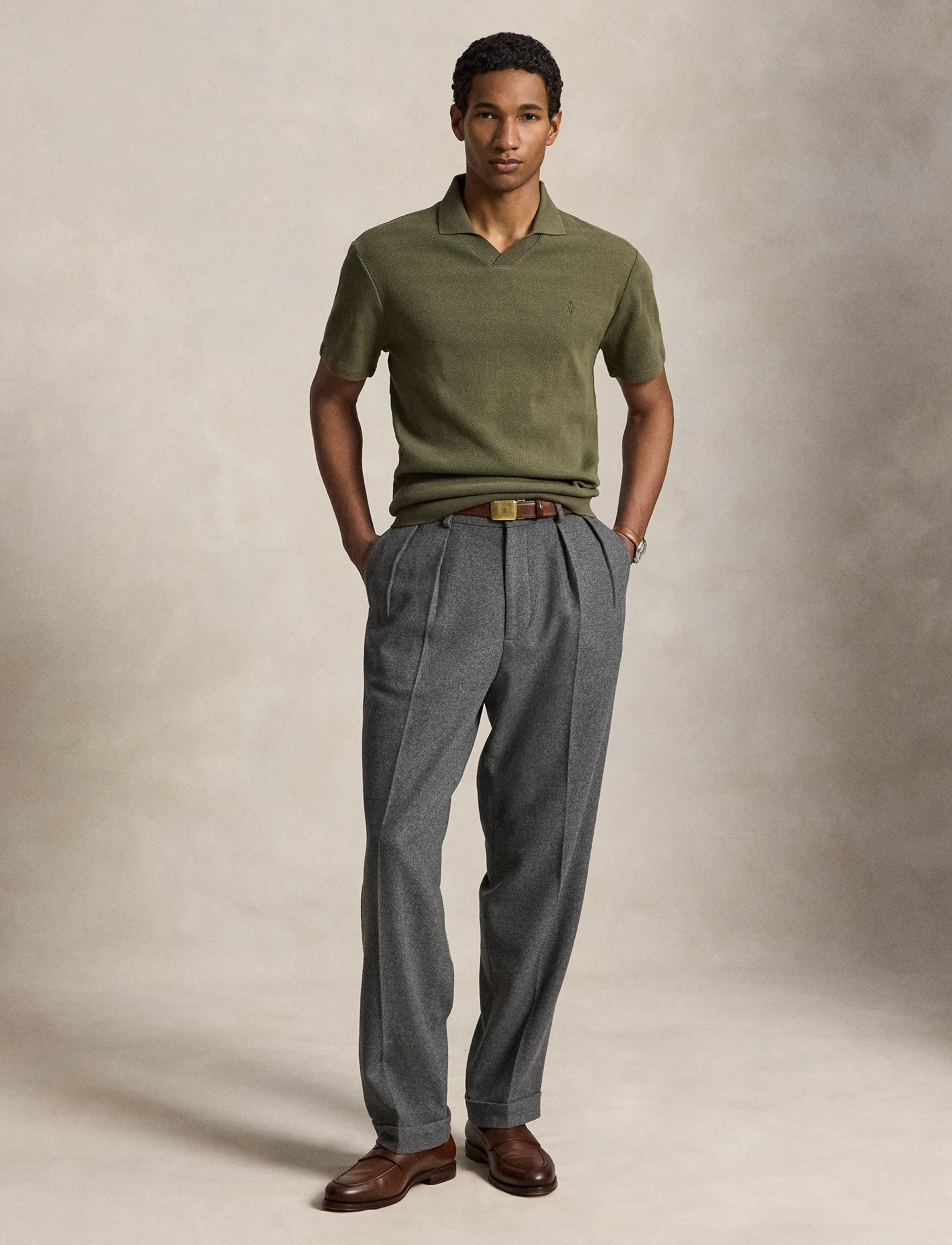Polo Ralph Lauren - Pointelle-Ribbed Polo Shirt - outdoors olive - 4