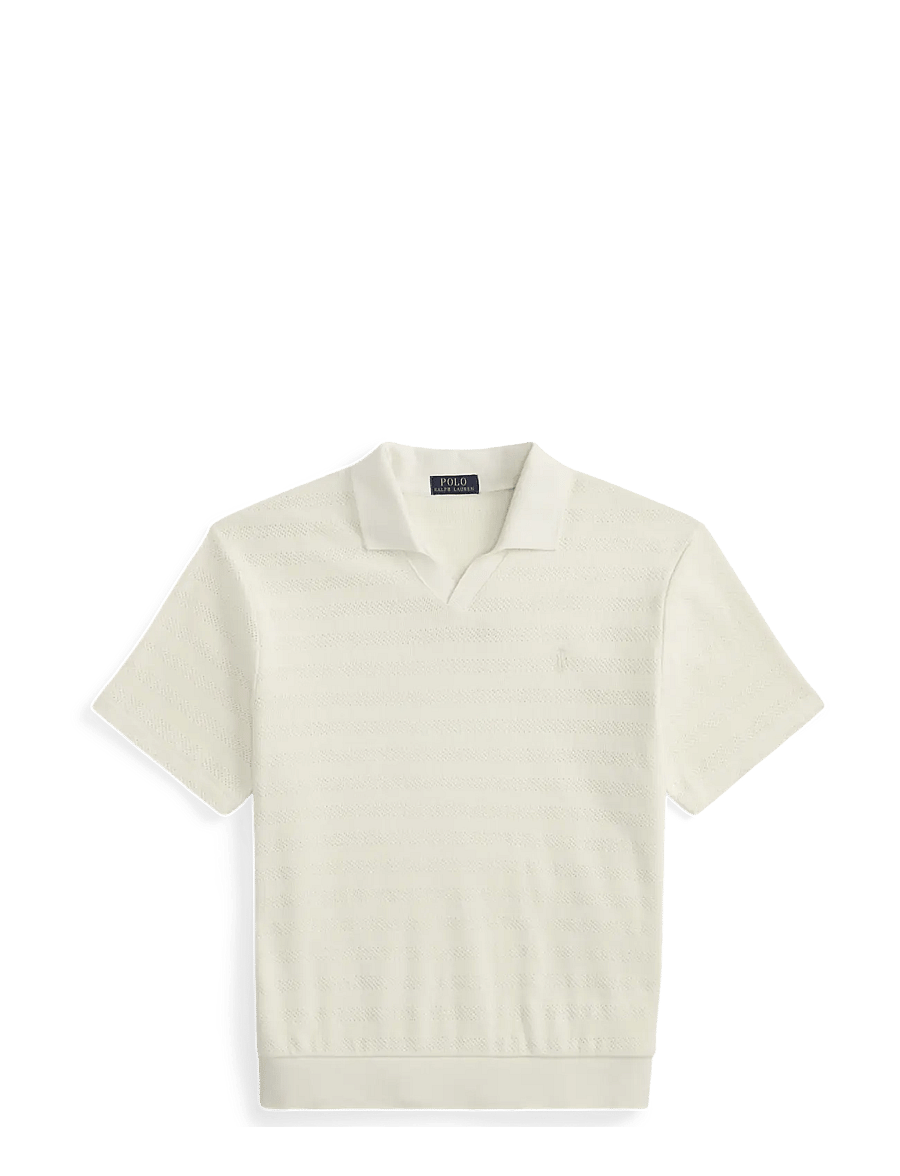 Polo Ralph Lauren - Pointelle-Ribbed Polo Shirt - knitted polos - pale cream - 1