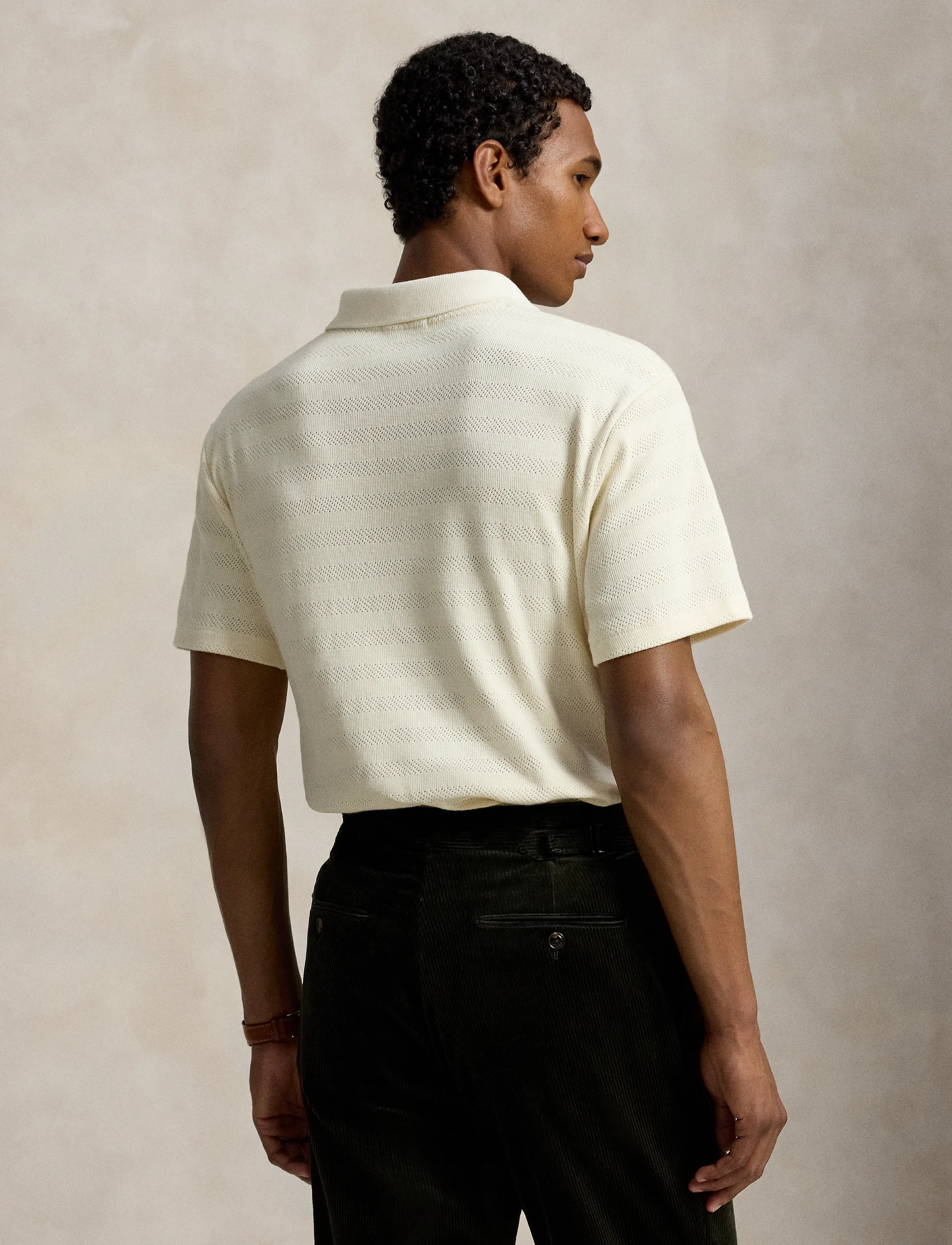 Polo Ralph Lauren - Pointelle-Ribbed Polo Shirt - pale cream - 2