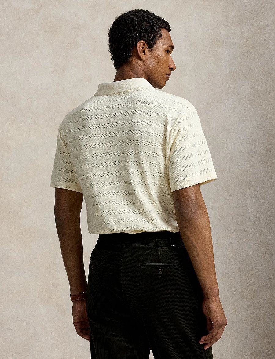 Polo Ralph Lauren - Pointelle-Ribbed Polo Shirt - knitted polos - pale cream - 2