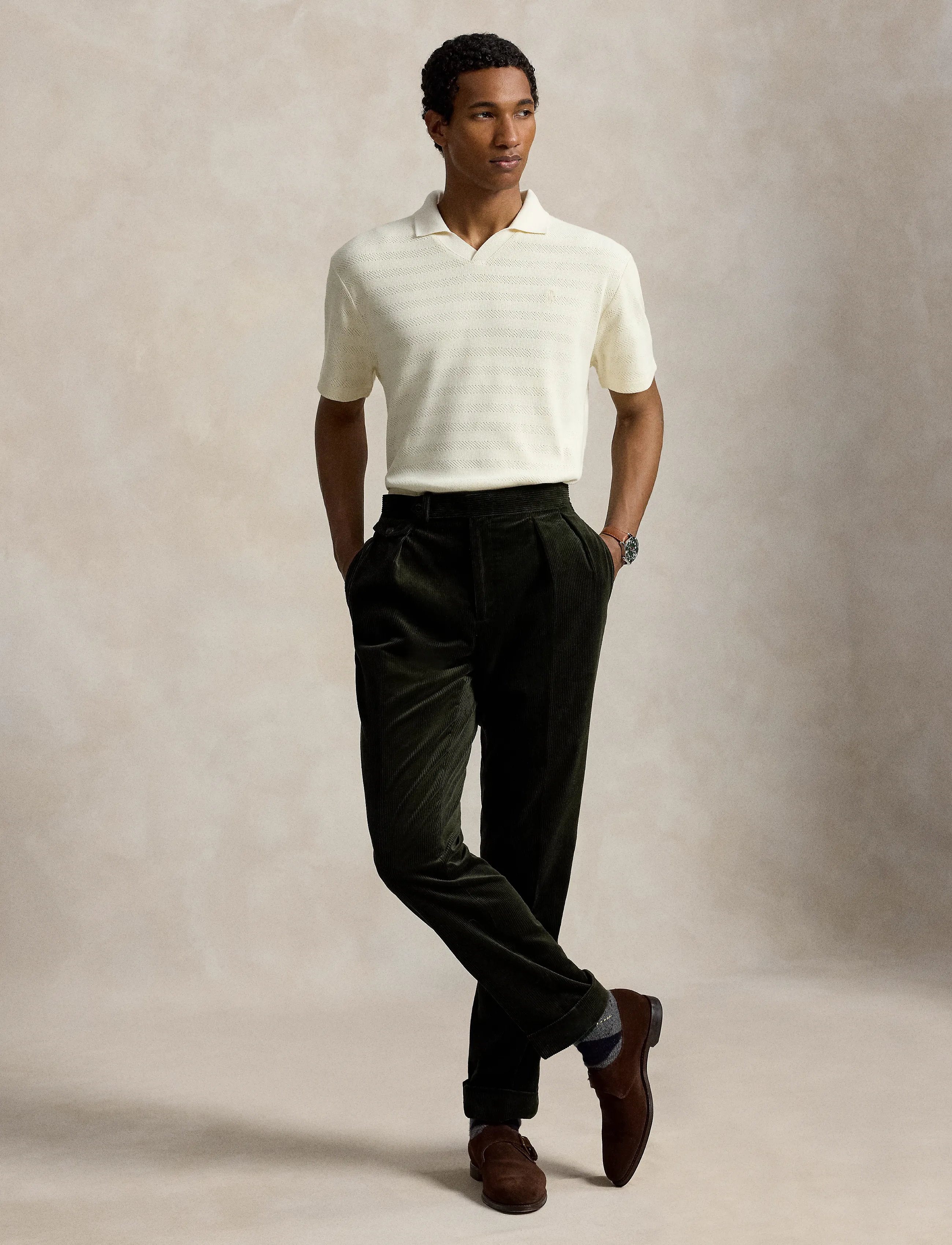 Polo Ralph Lauren - Pointelle-Ribbed Polo Shirt - pale cream - 3