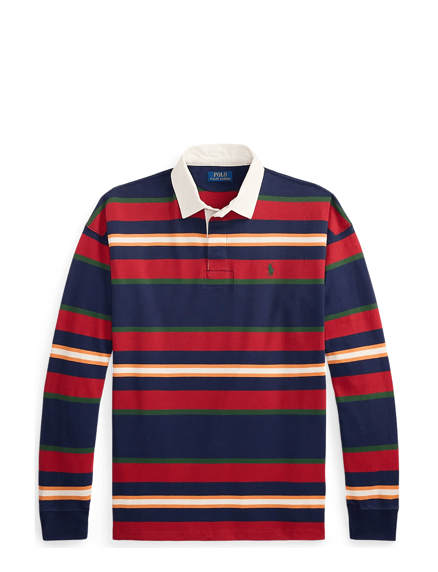 Polo Ralph Lauren - Big Fit Striped Jersey Rugby Shirt - långärmade pikéer - newport navy mult - 0