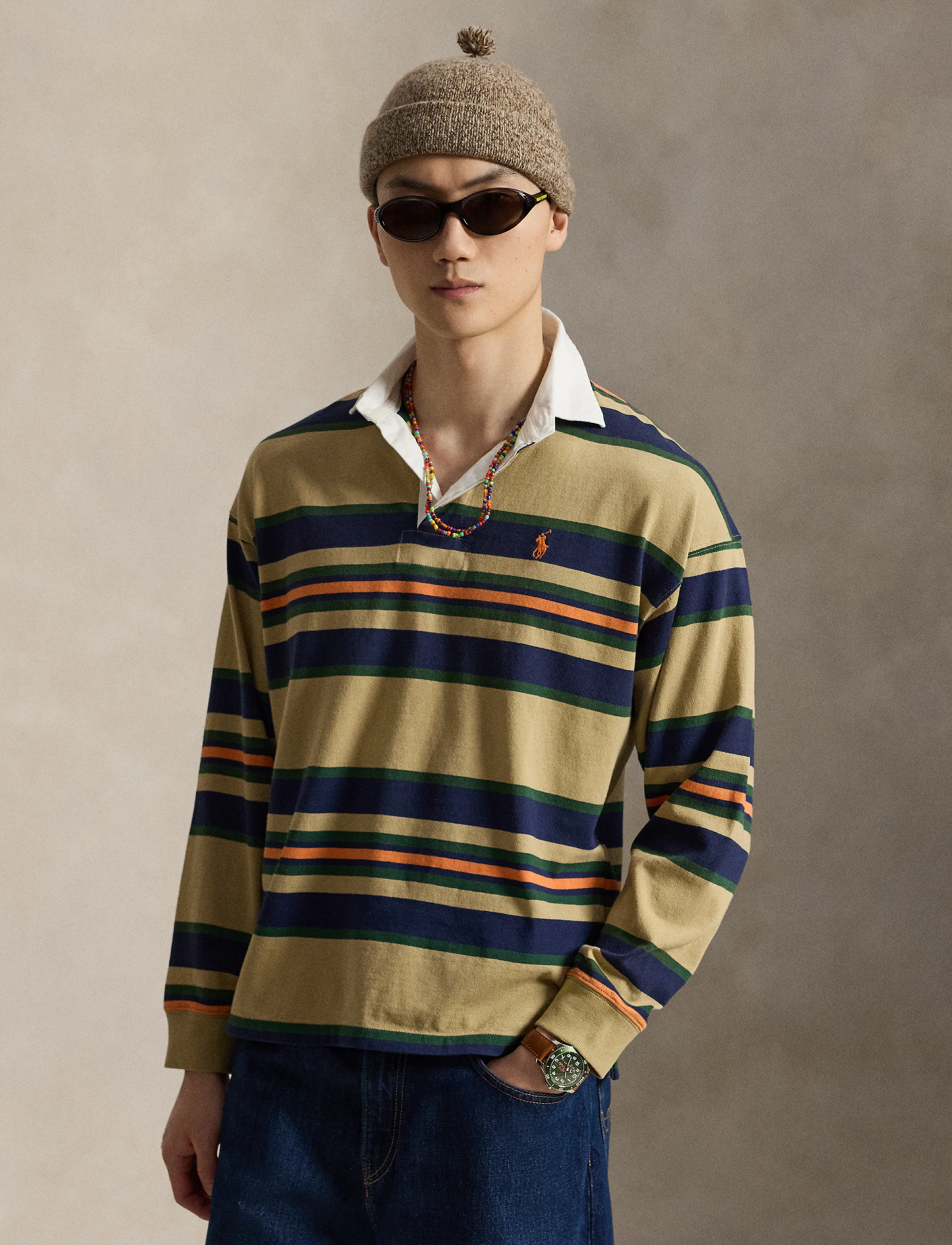 Big Fit Striped Jersey Rugby Shirt