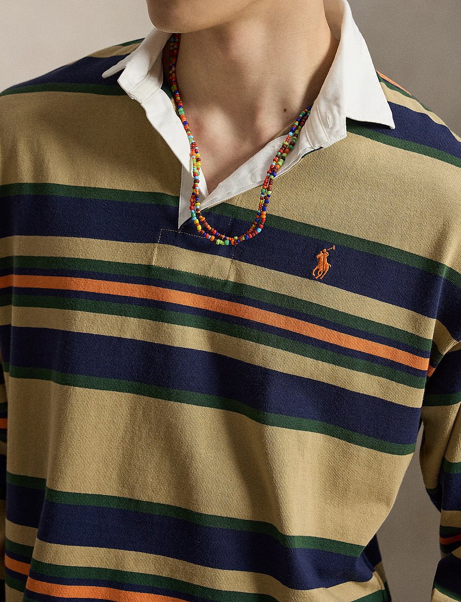 Polo Ralph Lauren - Big Fit Striped Jersey Rugby Shirt - pikkade varrukatega kootud polod - rl khaki multi - 4