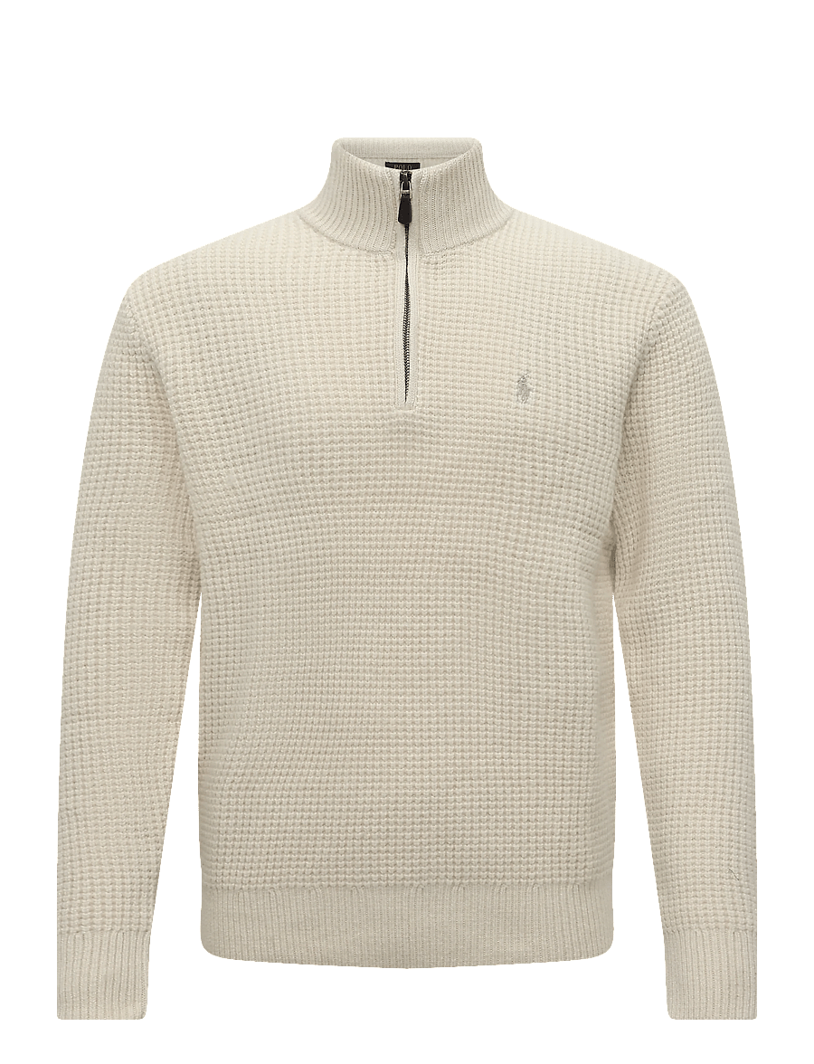 Polo Ralph Lauren - Waffle-Knit Wool-Cotton Sweater - half zip-trøjer - andover cream - 2