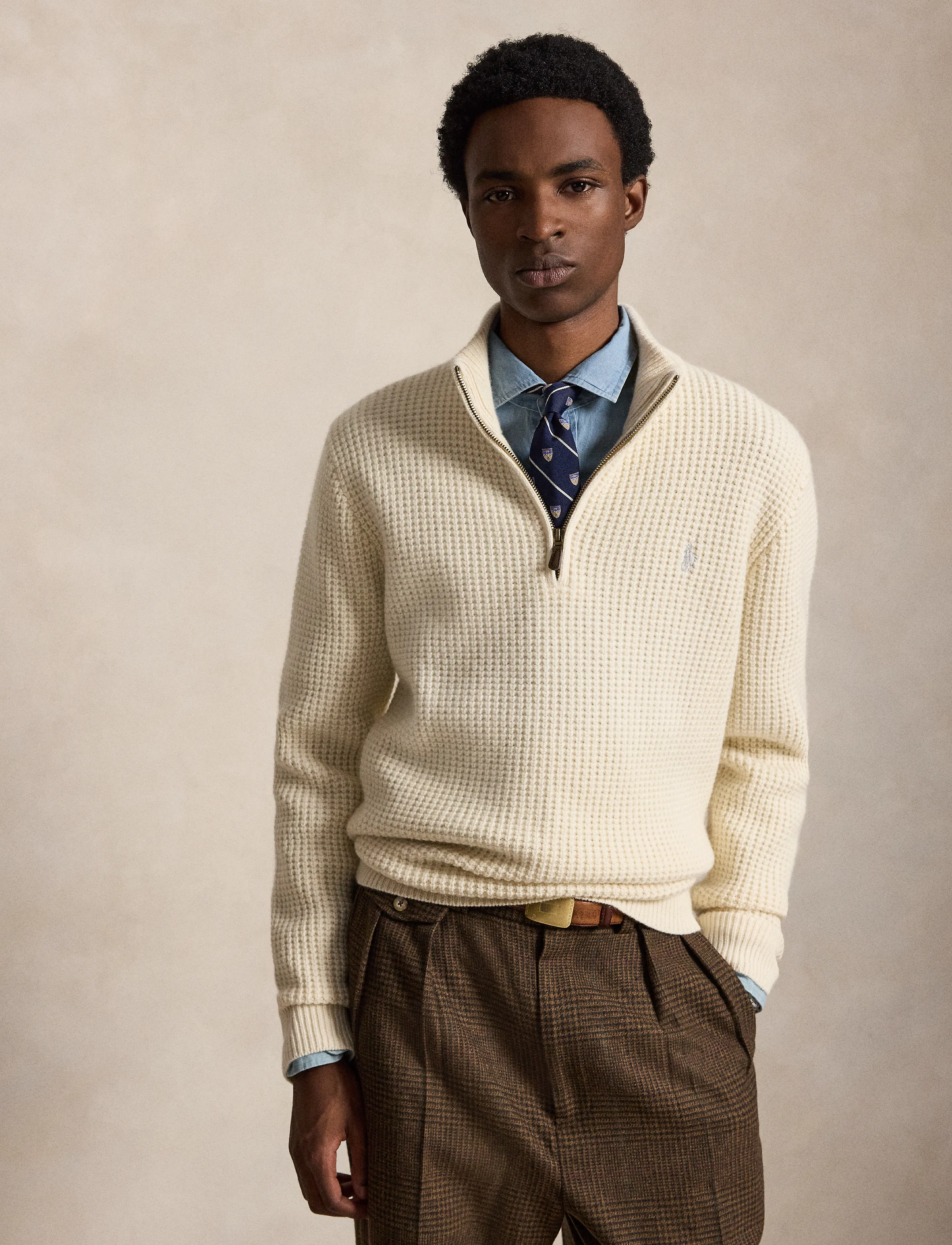Polo Ralph Lauren - 2/16 WOOL COTTON-SWEATER-HALF ZIP - tõmblukk-kaelusega dressipluusid - andover cream - 1