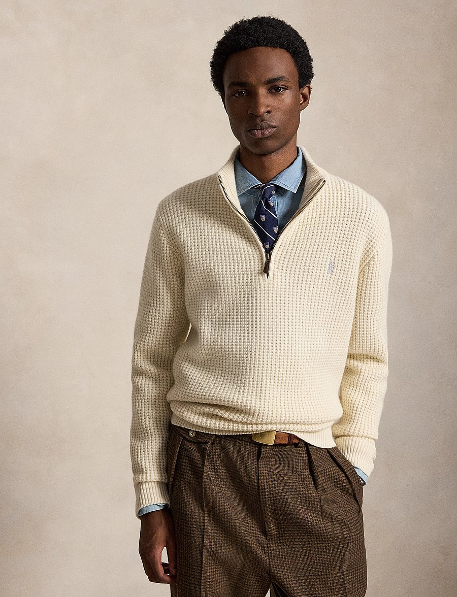 Polo Ralph Lauren - 2/16 WOOL COTTON-SWEATER-HALF ZIP - tõmblukk-kaelusega dressipluusid - andover cream - 1