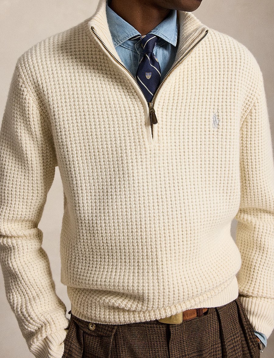 Polo Ralph Lauren - 2/16 WOOL COTTON-SWEATER-HALF ZIP - tõmblukk-kaelusega dressipluusid - andover cream - 4