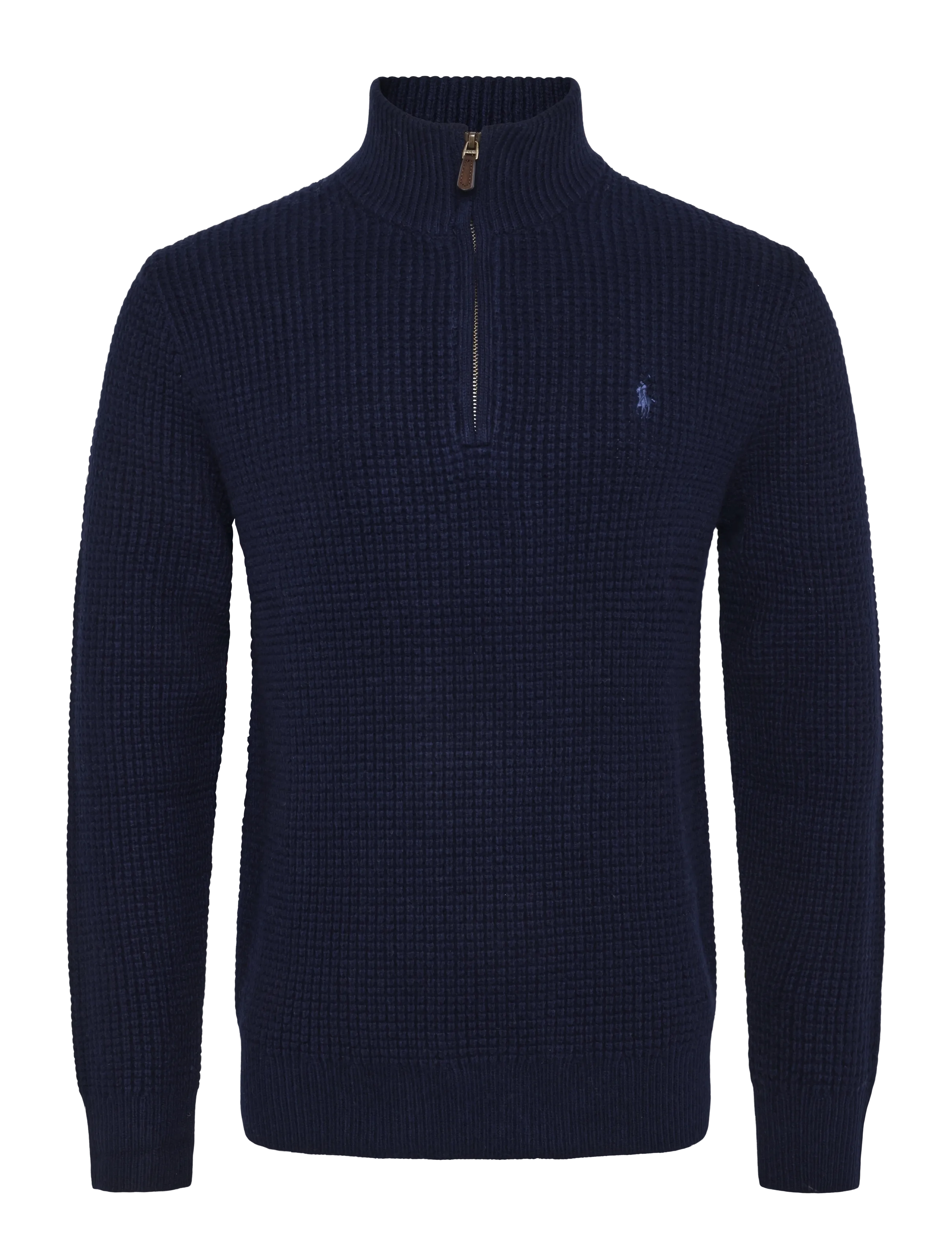 Polo Ralph Lauren Waffle-Knit Wool-Cotton Sweater - Kudumid - HUNTER NAVY / navy