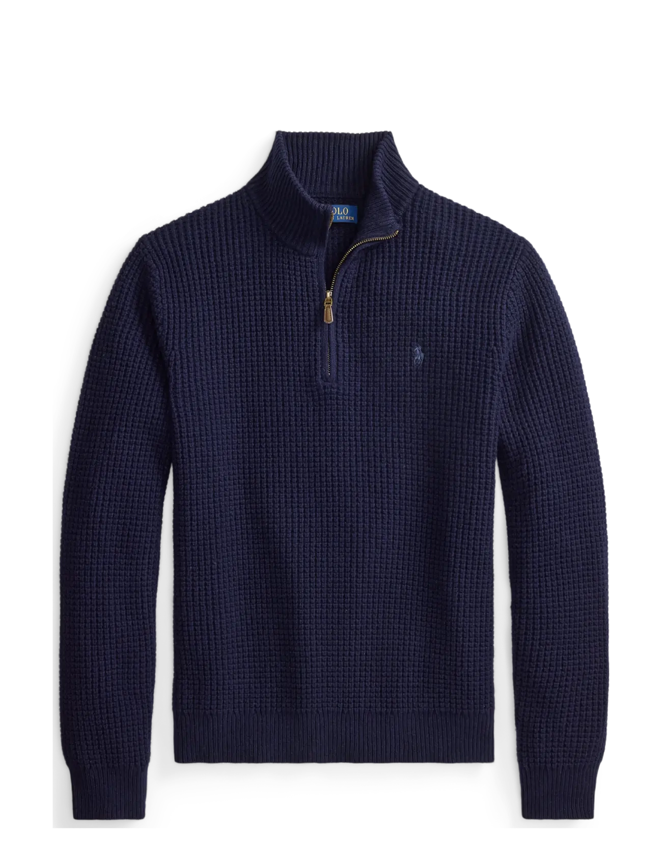 Polo Ralph Lauren Waffle-Knit Wool-Cotton Sweater - Kudumid - HUNTER NAVY / navy