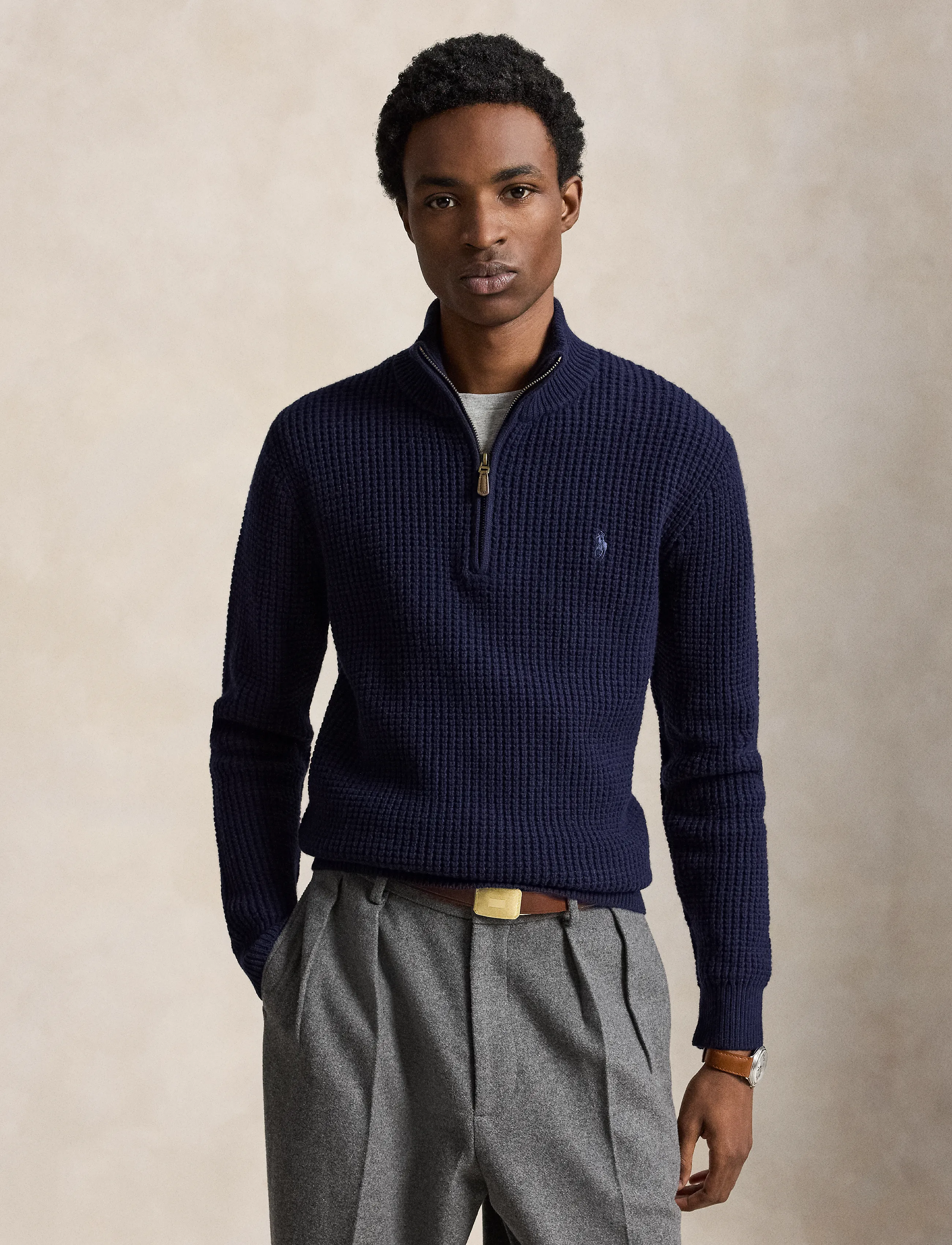 Polo Ralph Lauren - Waffle-Knit Wool-Cotton Sweater - hunter navy - 1