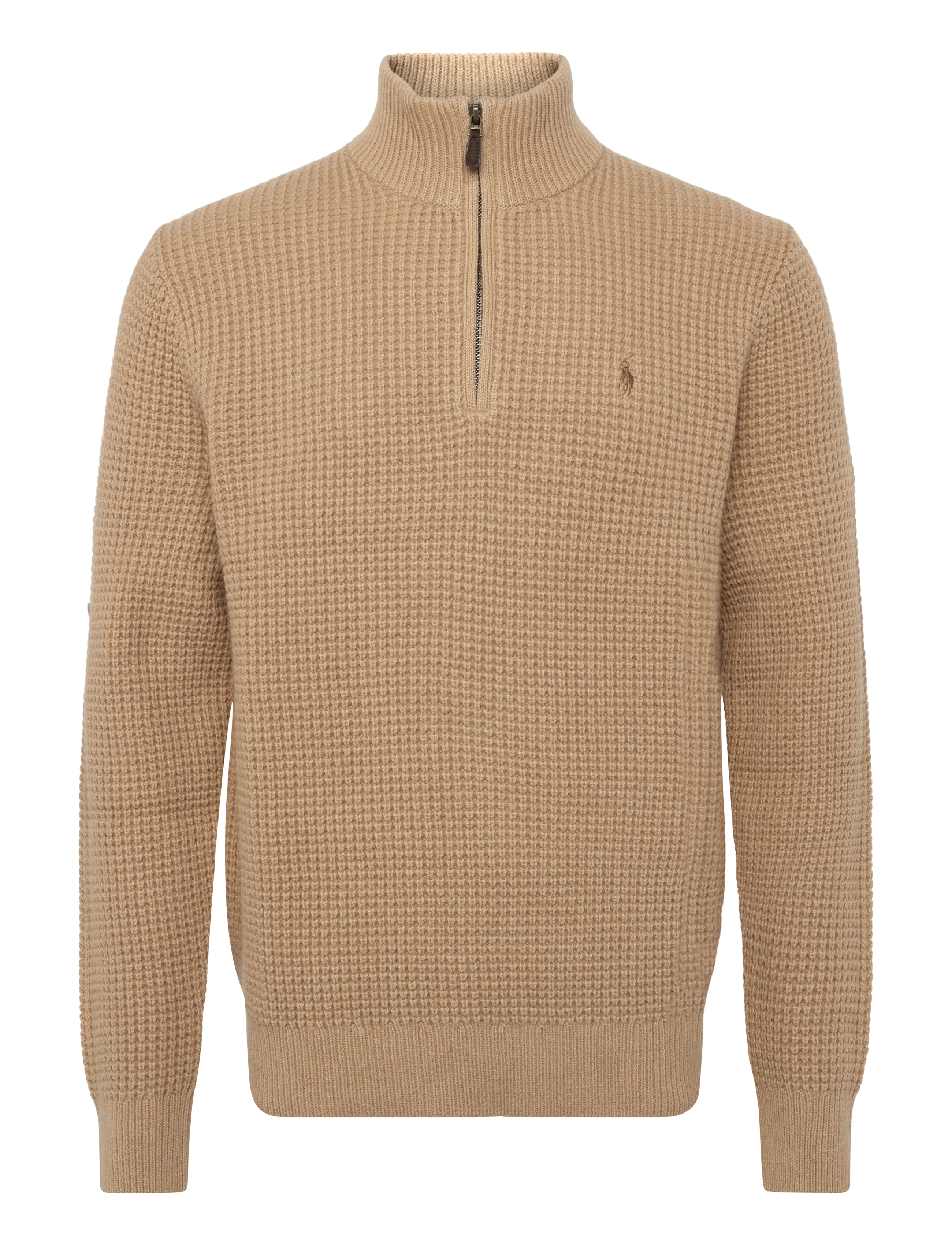 Polo Ralph Lauren 2/16 WOOL COTTON-SWEATER-HALF ZIP - Clothing - NEW CAMEL MELANGE / beige
