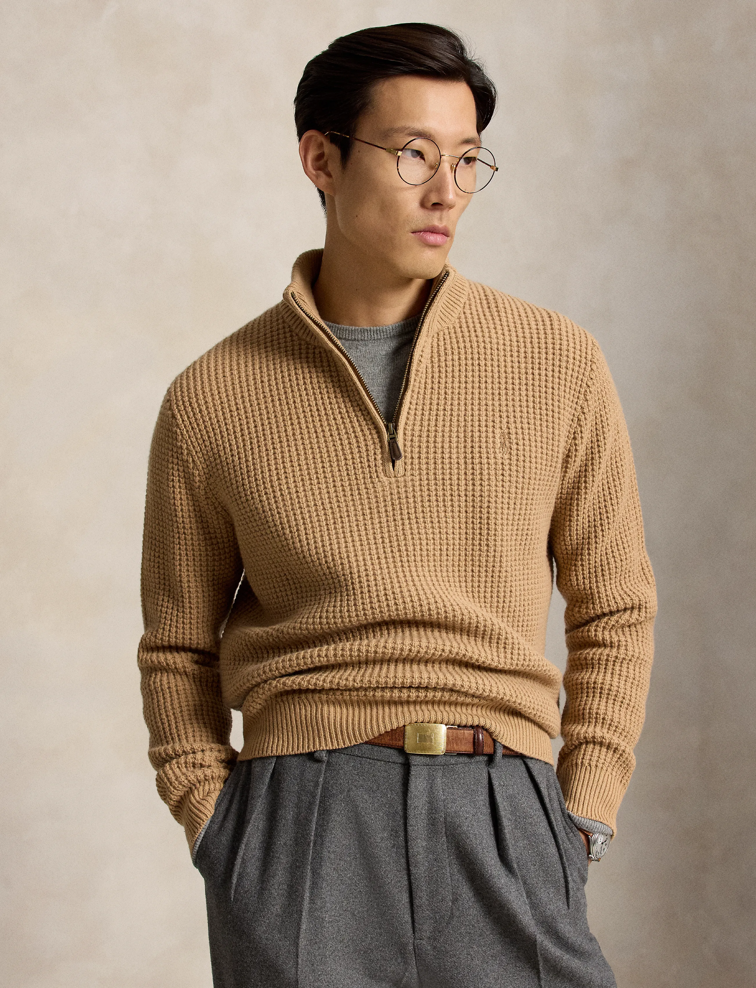 2/16 Wool Cotton-Sweater-Half Zip