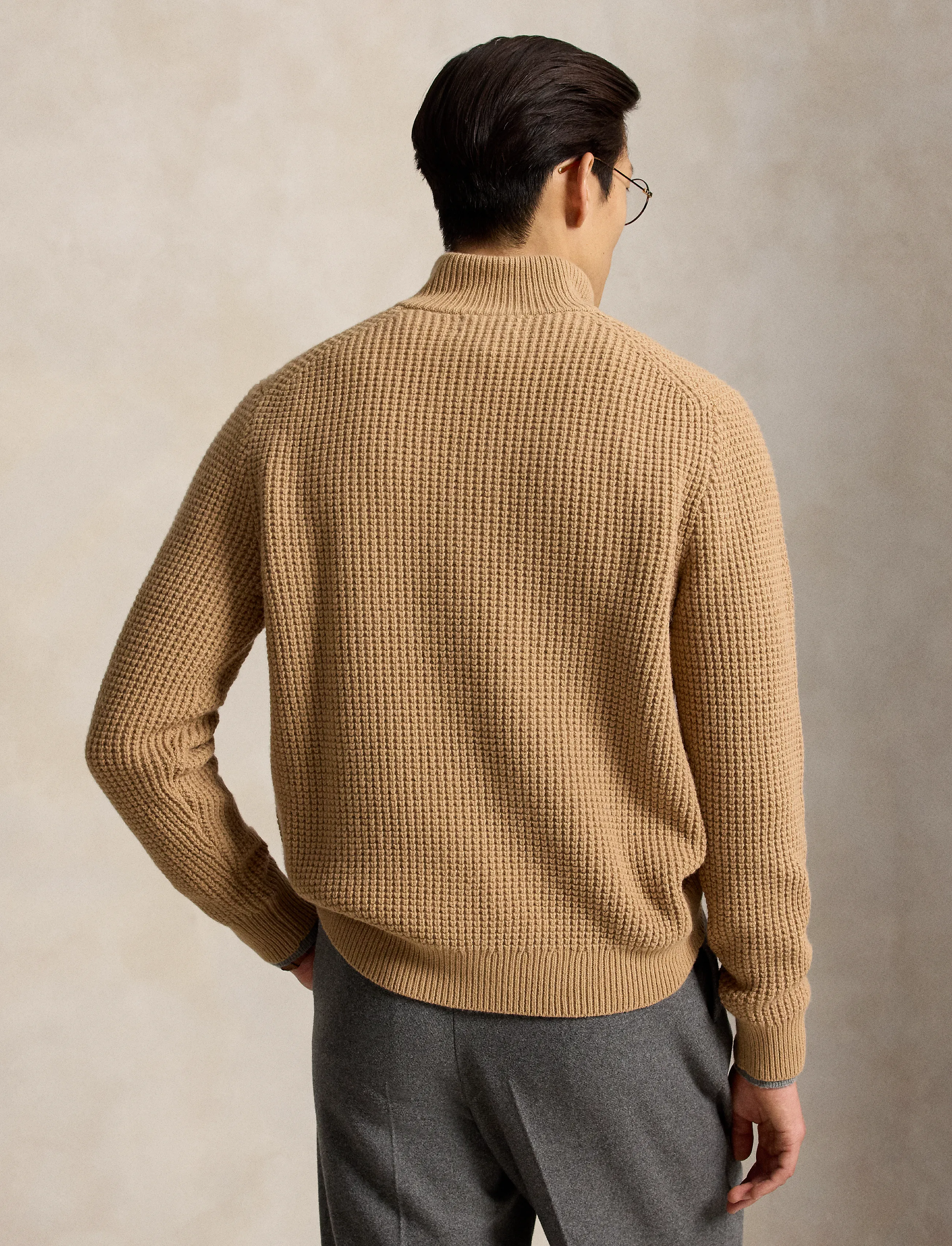 Polo Ralph Lauren 2/16 Wool Cotton-Sweater-Half Zip stickade tröjor herr – bild 2