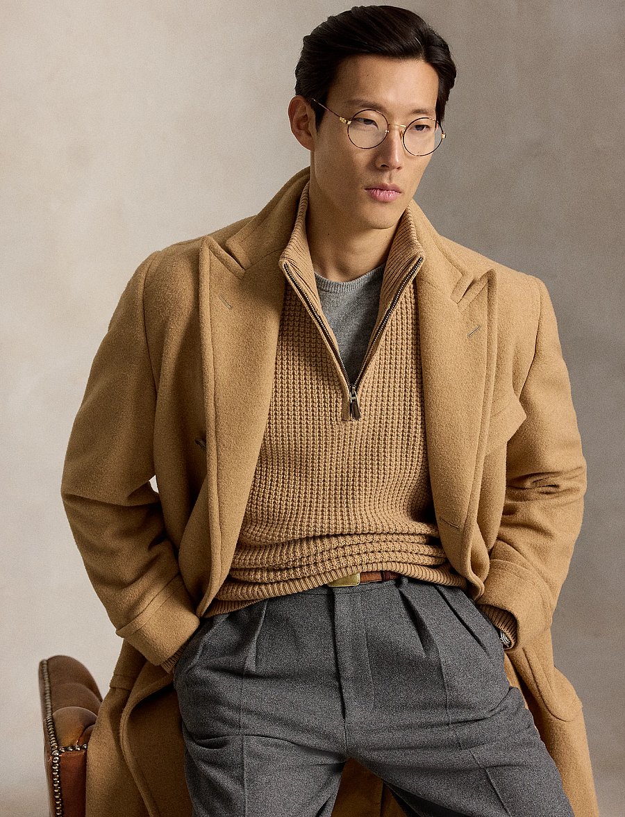 Polo Ralph Lauren - 2/16 WOOL COTTON-SWEATER-HALF ZIP - half zip - new camel melange - 4