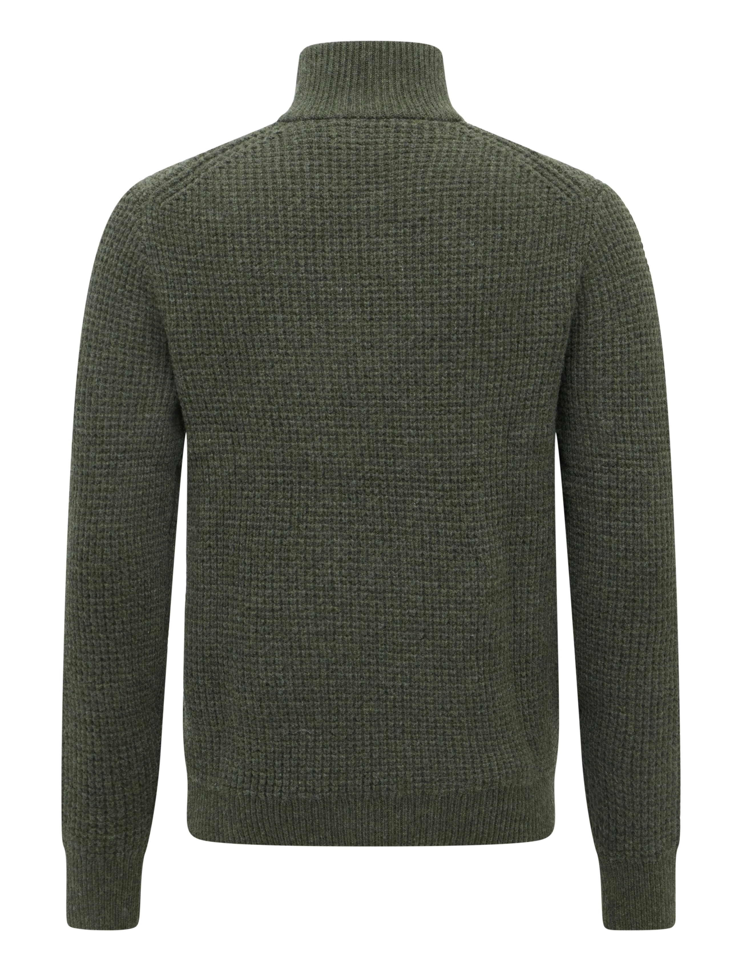 Polo Ralph Lauren - Waffle-Knit Wool-Cotton Sweater - half zip - olive shrub heath - 3