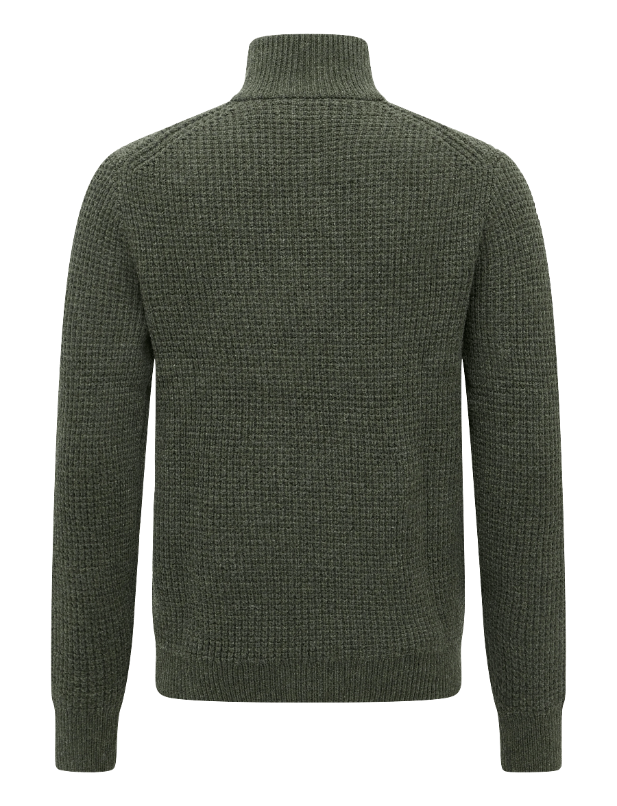 Polo Ralph Lauren - Waffle-Knit Wool-Cotton Sweater - half zip - olive shrub heath - 3