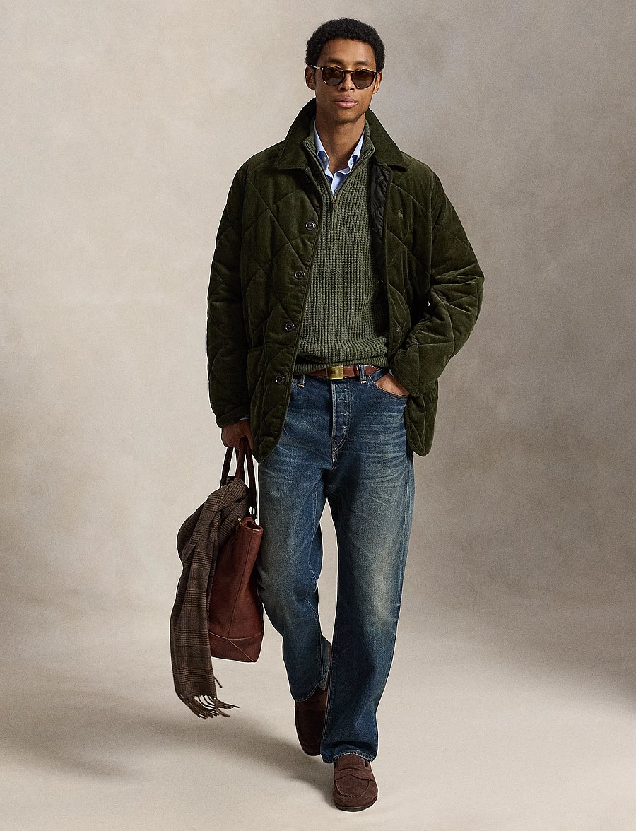 Polo Ralph Lauren - Waffle-Knit Wool-Cotton Sweater - half zip - olive shrub heath - 5