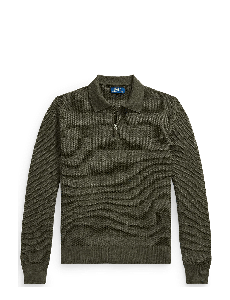 Polo Ralph Lauren - Washable Wool Polo-Collar Sweater - tõmblukk-kaelusega dressipluusid - cargo olive heath - 2