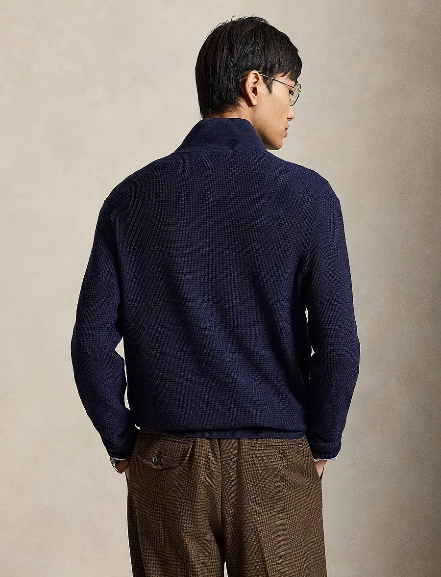 Polo Ralph Lauren - Washable Wool Polo-Collar Sweater - tõmblukk-kaelusega dressipluusid - hunter navy - 3